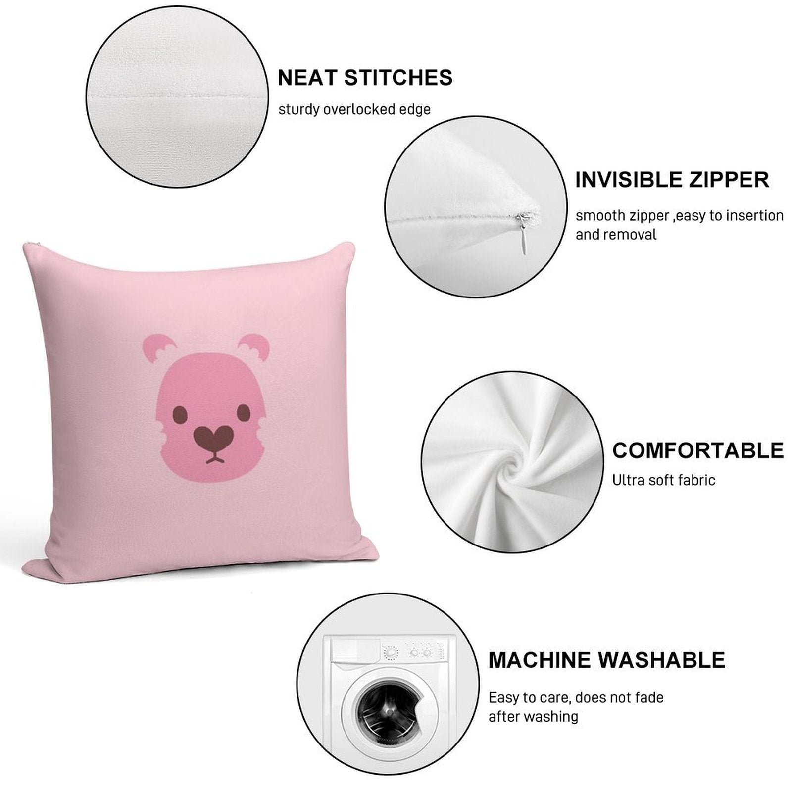 Lion! Soft Short Plush Fabric Throw Pillow