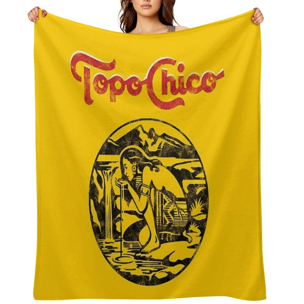 Aztec Princess - Topo Chico Agua Mineral Worn And Washed Logo (sparkling Mineral Water) Sustainable Throw Blanket