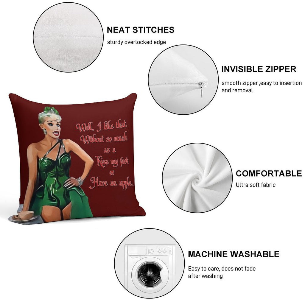 White Christmas - Kiss My Foot Or Have An Apple - Red Soft Shrink-Resistant Throw Pillow