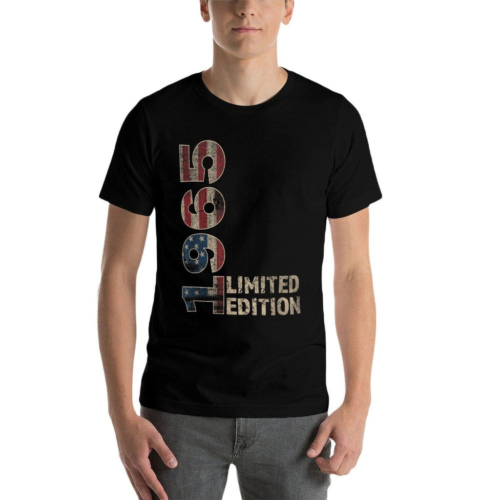 60th Birthday Gift Men Vintage Born 1965 Turning 60 Year Old  Ribbed Collar T-Shirt