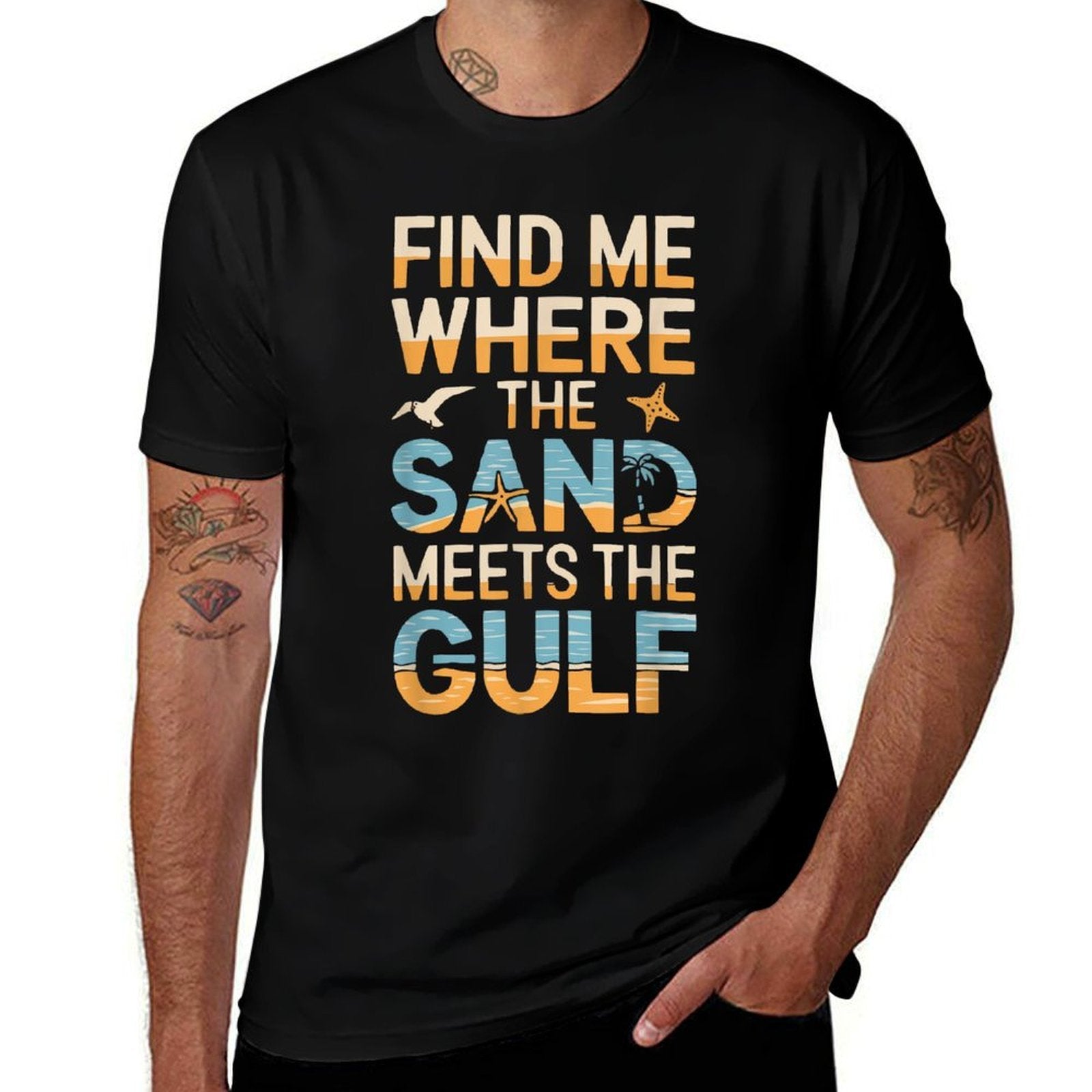 Gulf Of Mexico USA America Mexican Beach Ocean  High-quality Stitching T-Shirt