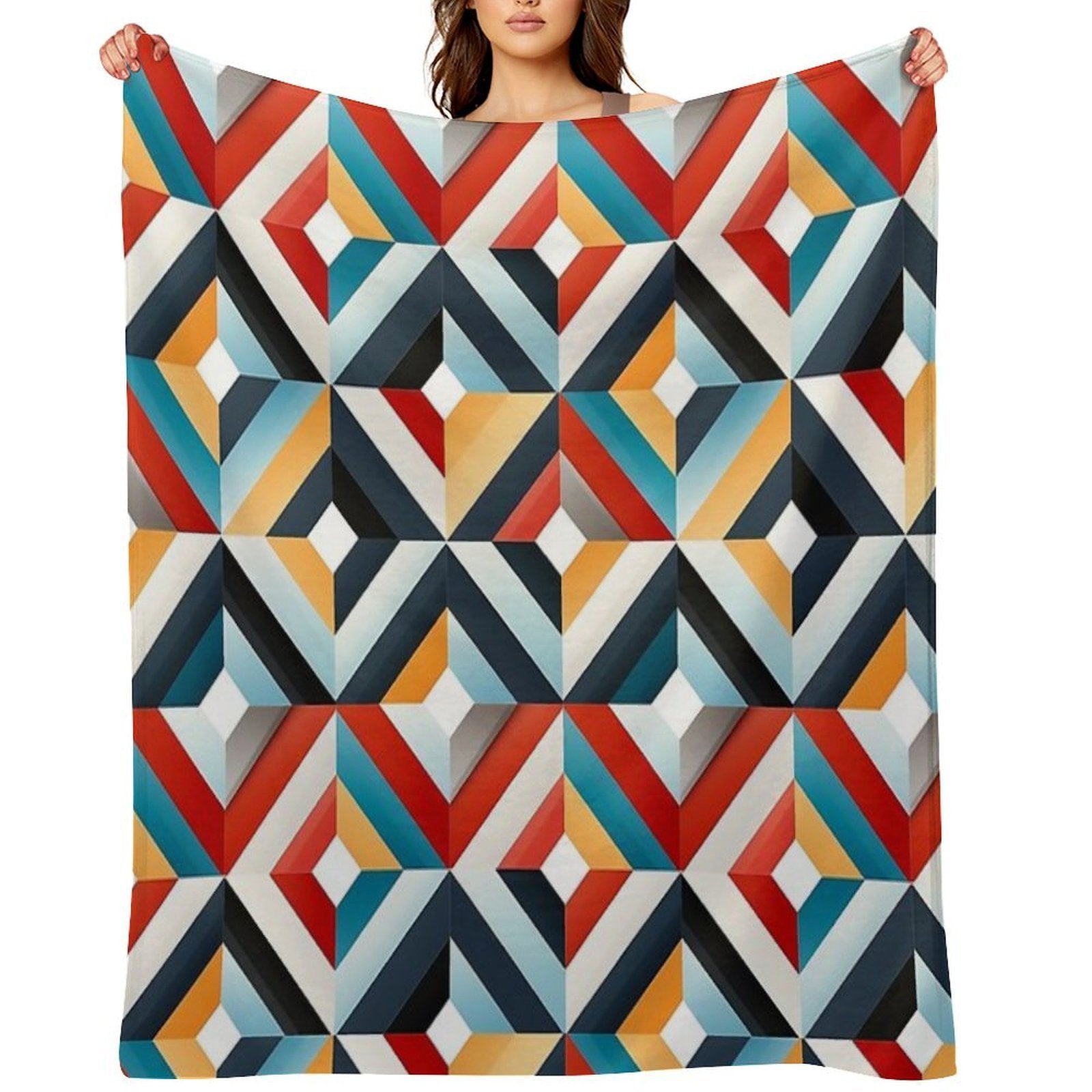 Seamless Pattern Design Geometric Shapes Machine-washable Throw Blanket