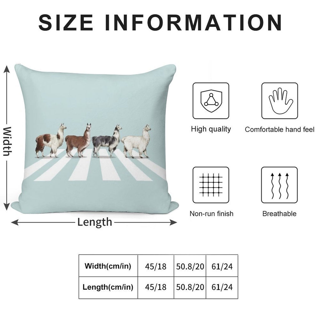 Llama The Abbey Road #1 Soft Hidden Zipper Throw Pillow