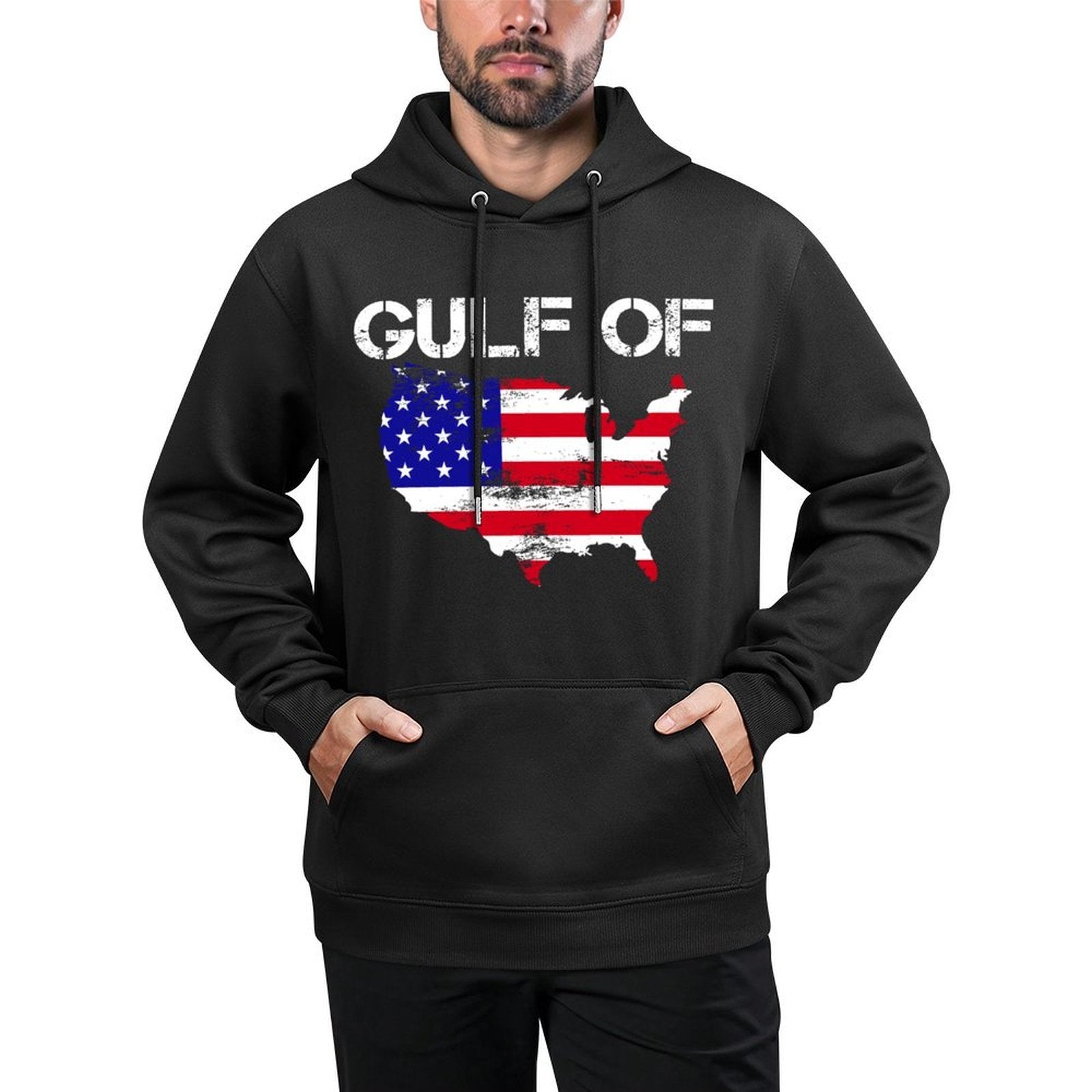 Gulf of USA America Funny USA Map 4th of July Pride Adjustable Hood Hoodie