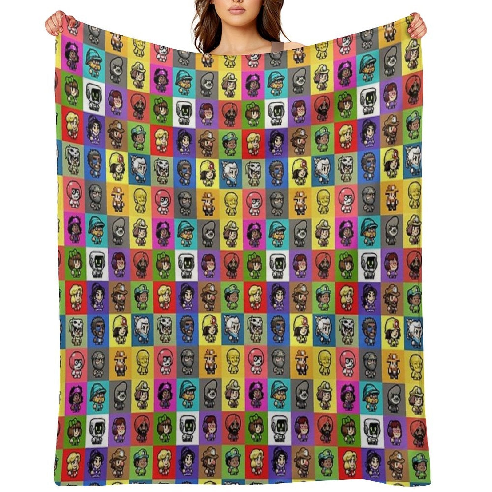 Spelunky 2 Player Characters Pattern Comfort Throw Blanket