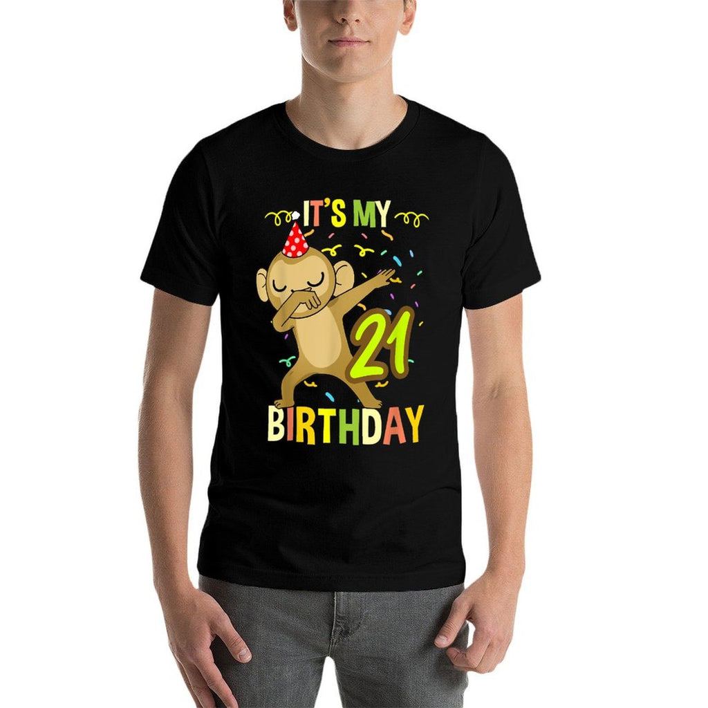 Its My 21st Birthday Dabbing Monkey  Rolled Sleeves T-Shirt