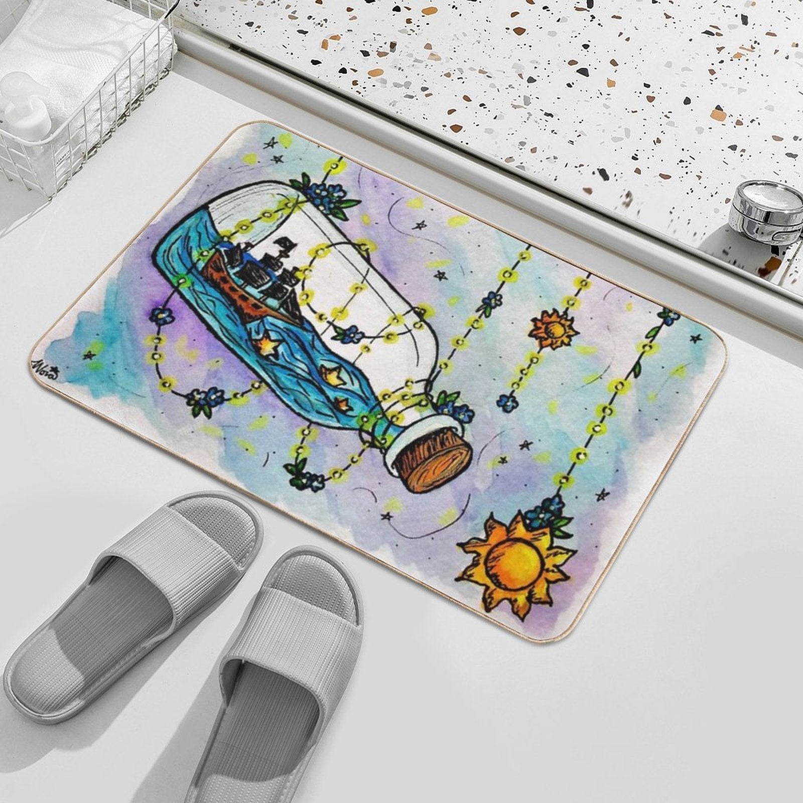Not Yet    Suns & Pirate Ships    Inspired by The Amazing Devil  Easy To Clean Bath Mat