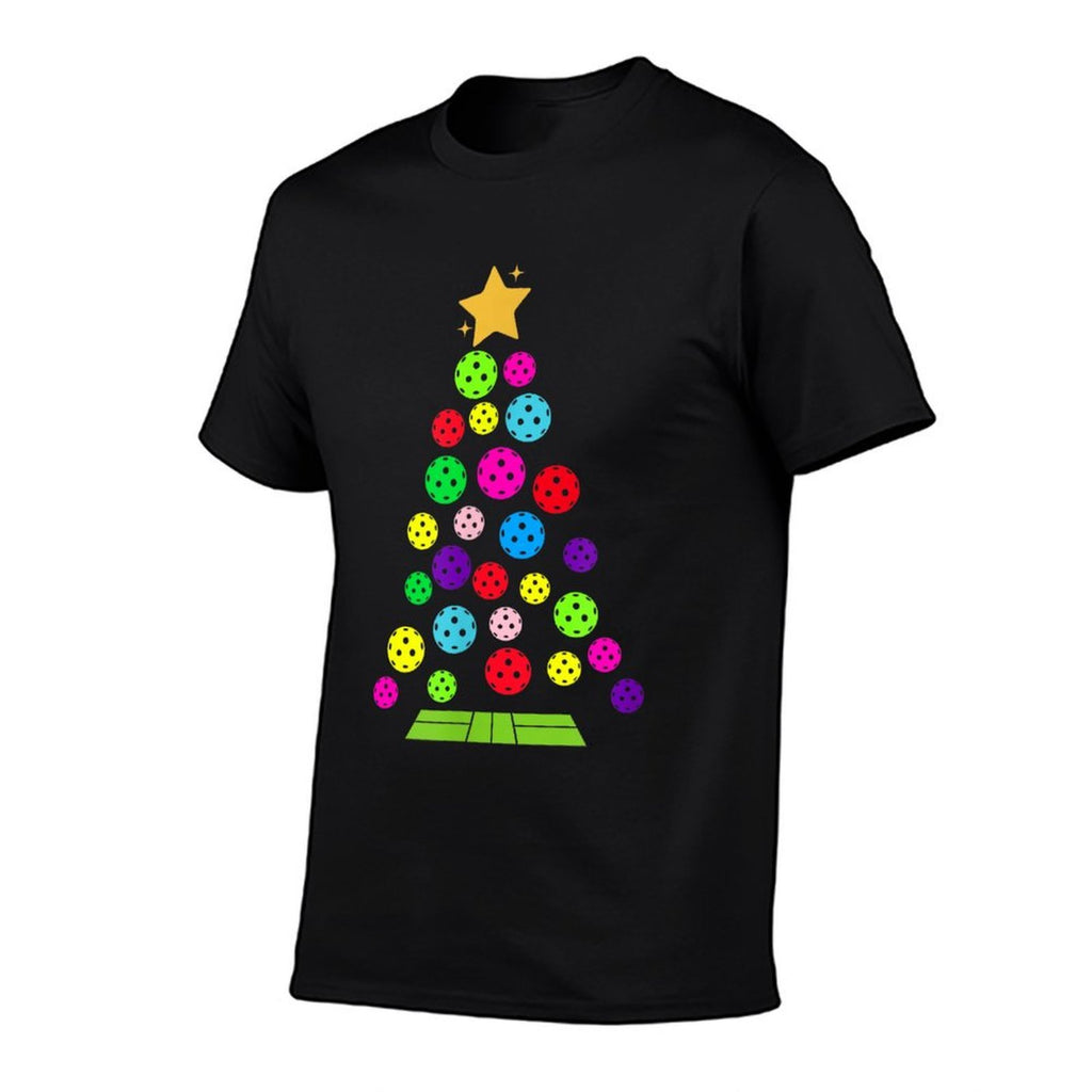 Mercy Moos Kids Unisex Black Christmas Tree Pickleball  Polyester Blend T-Shirt