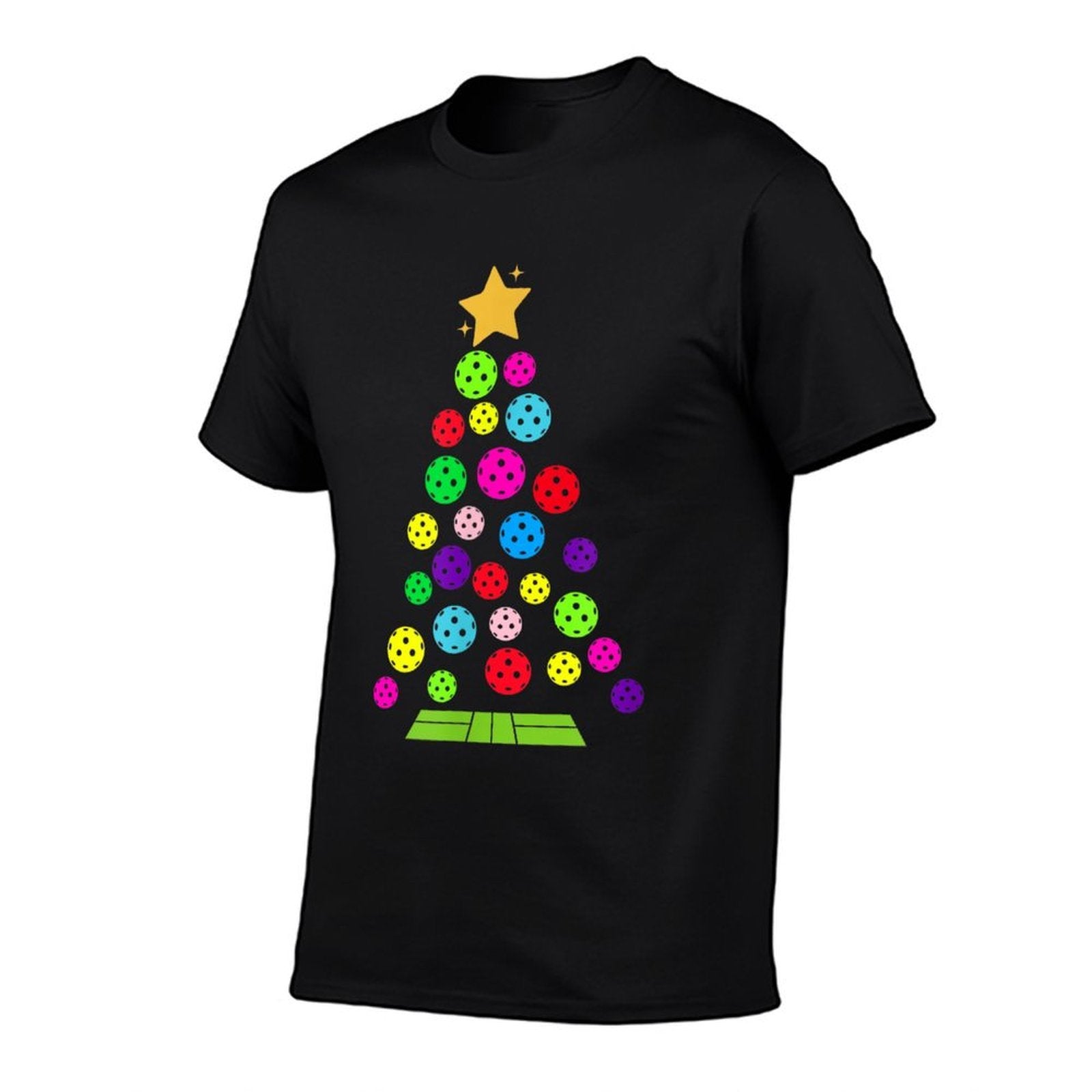 Mercy Moos Kids Unisex Black Christmas Tree Pickleball  Polyester Blend T-Shirt