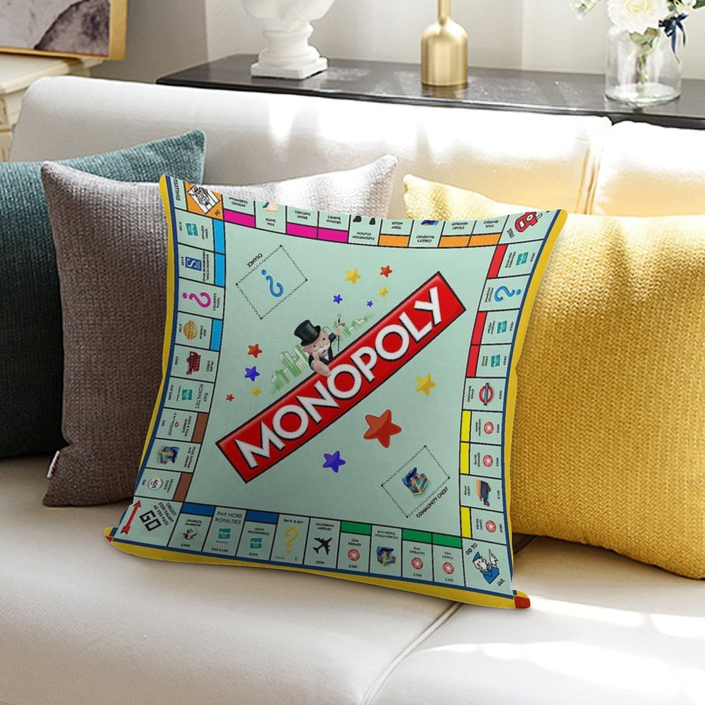 Monopoly Board Game Classic Soft Short Plush Fabric Throw Pillow