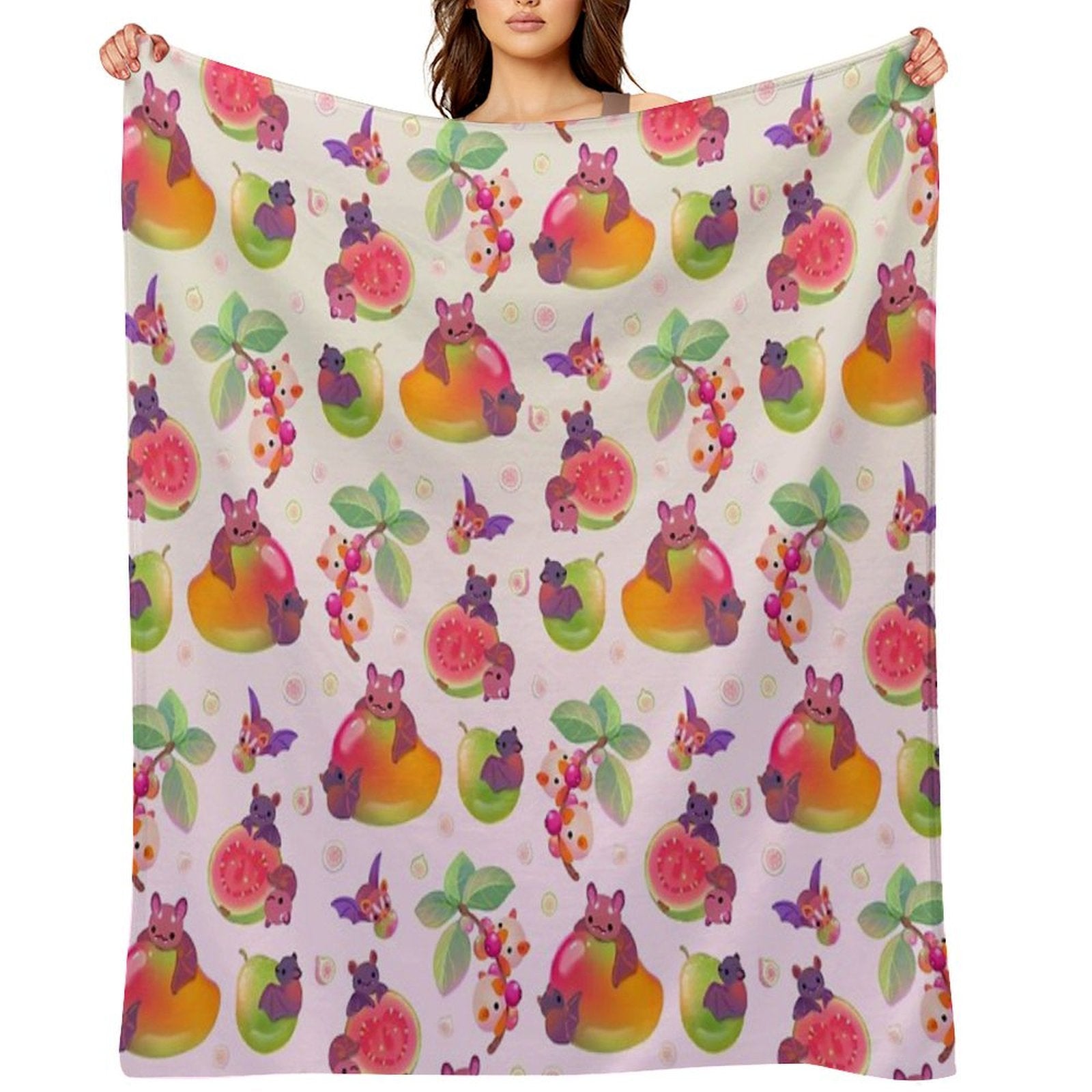 Fruit And Bat - Pastel All-season Throw Blanket