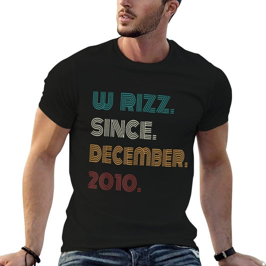 14 Years Old W Rizz Since December 2010 14th Birthday  Rolled Sleeves T-Shirt