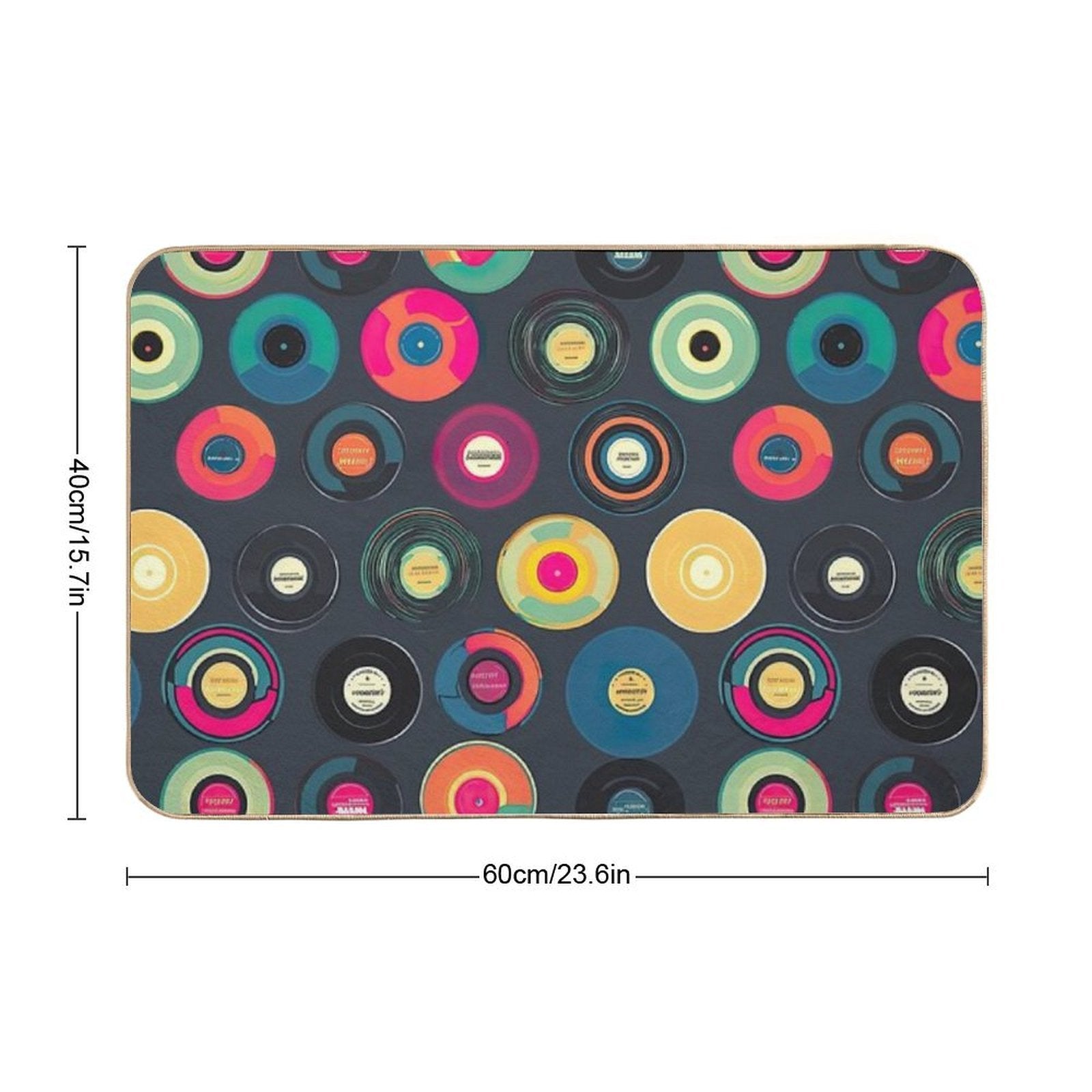 Retro Vinyl Records Print  Long-Lasting Bath Mat