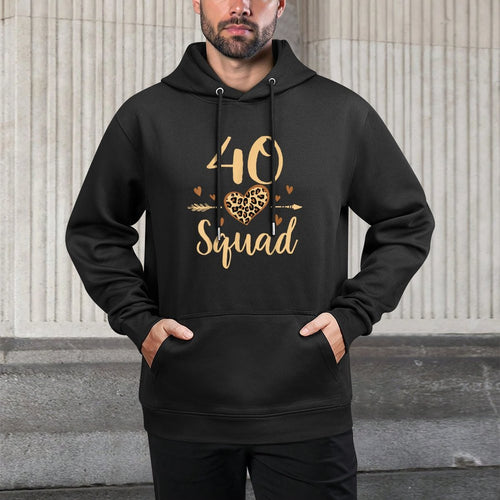 40 Year Old Birthday Squad Leopard 40th & Fabulous Party Pilling-Resistant Hoodie