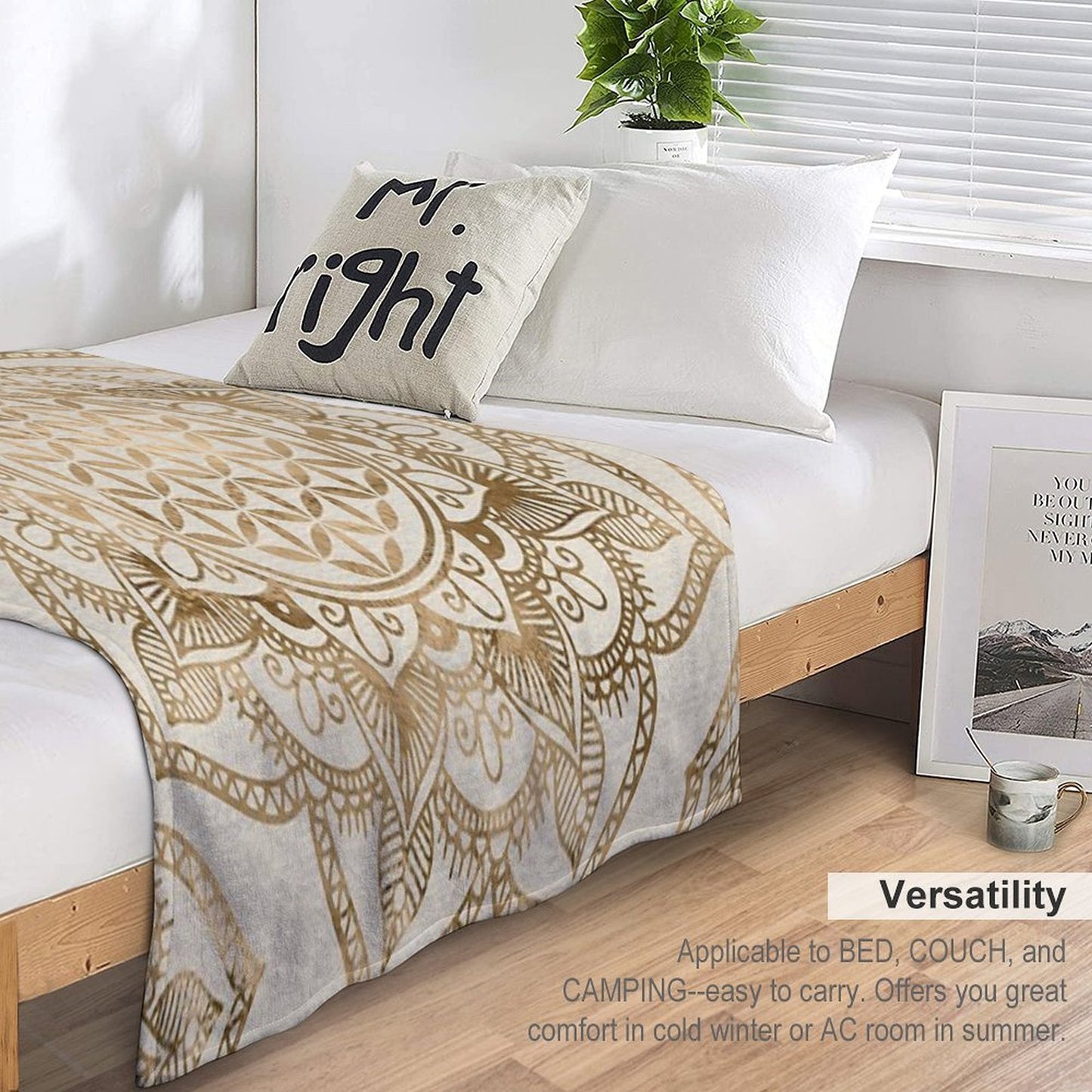 Flower of Life in Lotus - Pastel Golds And Canvas Plush Throw Blanket