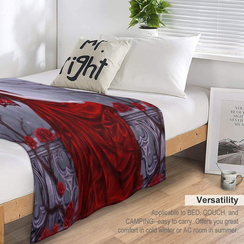 Winter Rose Butterfly Fairy Compact Throw Blanket