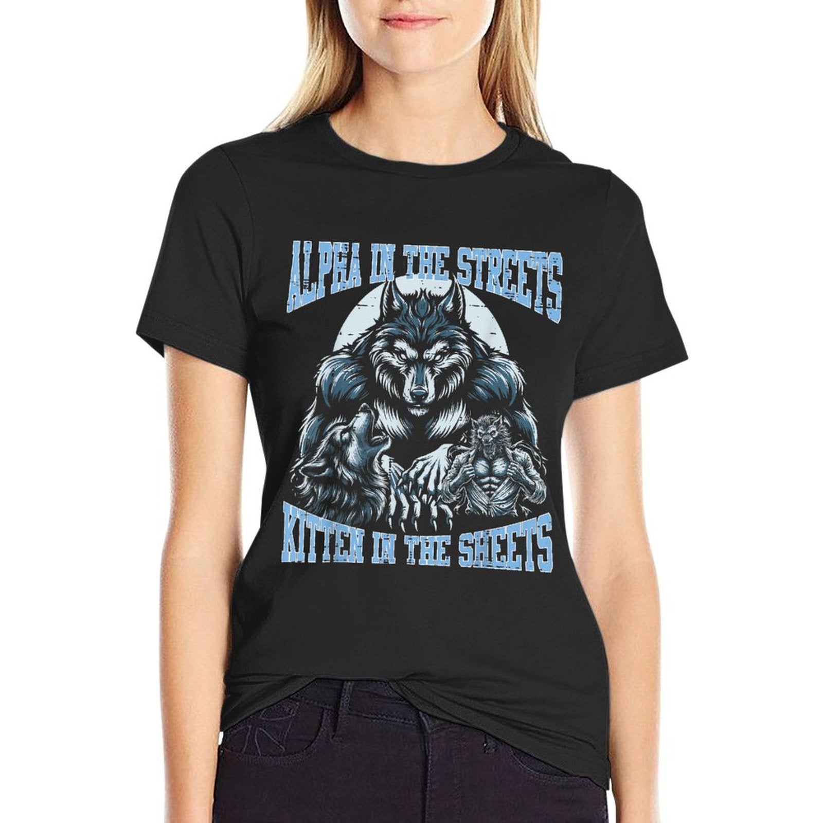 Alpha Series Kitten Sheets Wolf Funny Meme Men Women  Oversized Silhouette T-Shirt