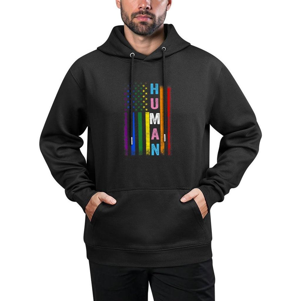HUMAN LGBT American LGBTQ Rainbow Pride Month Men Women Casual Wear Hoodie