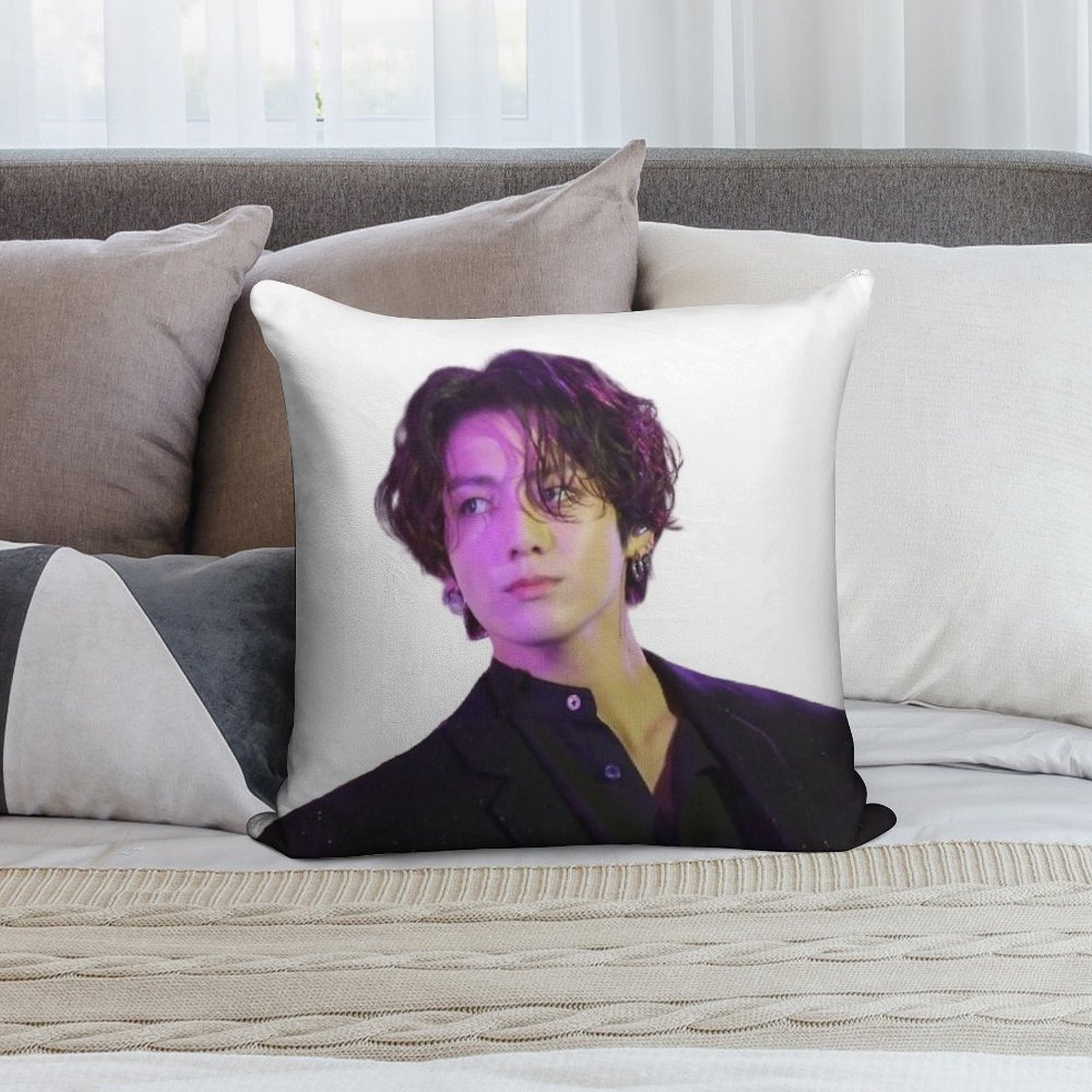 Long Hair JK Soft Durable Construction Throw Pillow