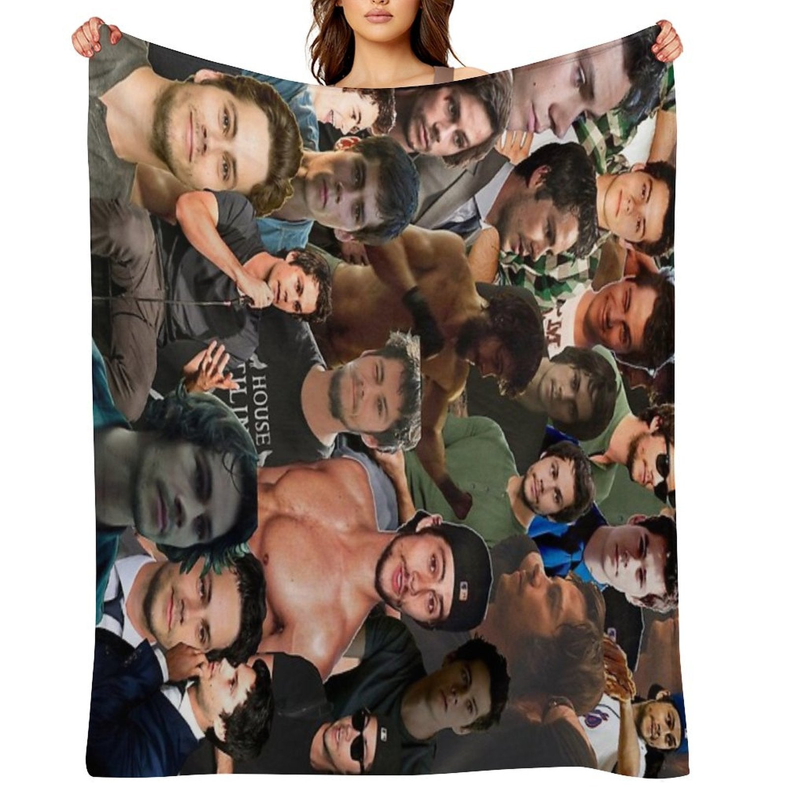 Dylan O’Brien Photo Collage Sustainable Throw Blanket