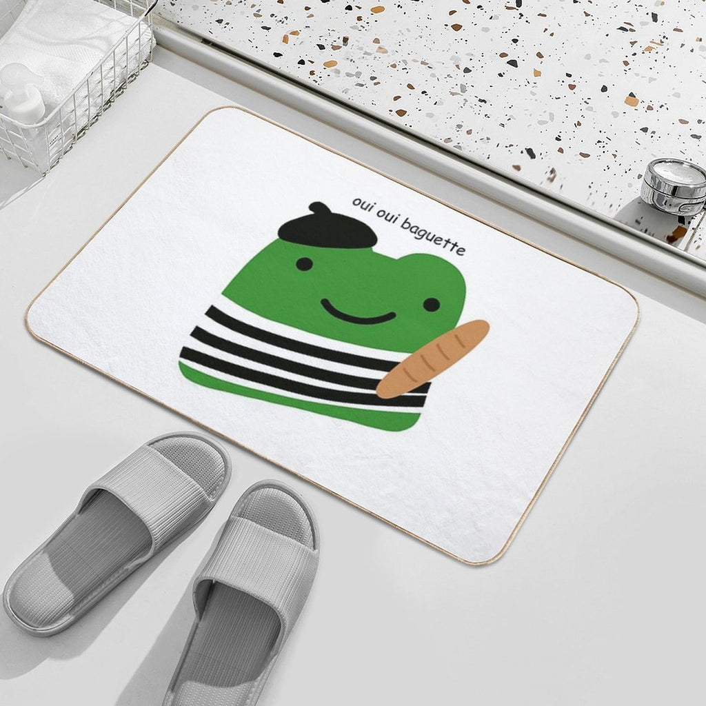 Oui Oui Baguette French Frog  Odorless Bath Mat