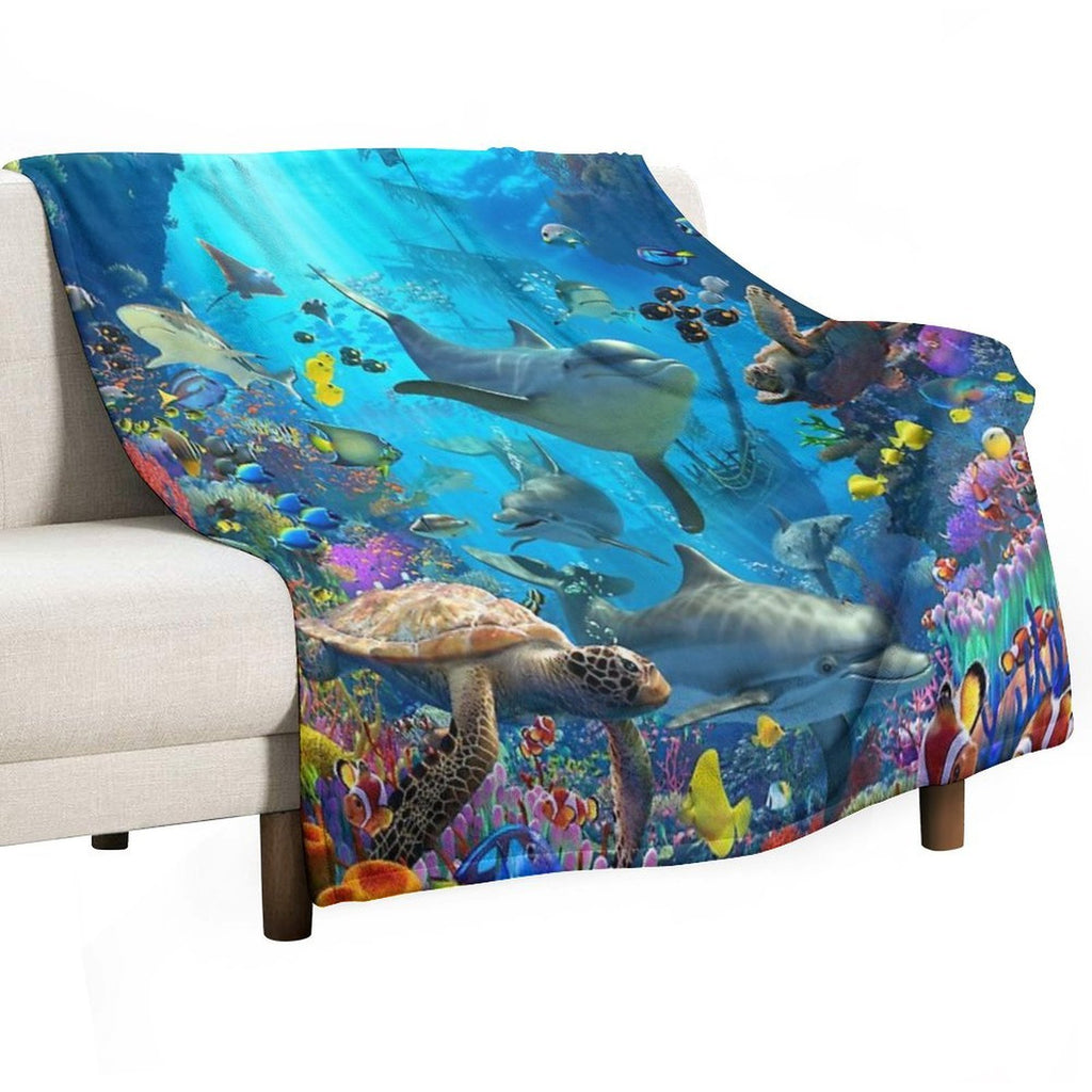 Dolphin Playground Travel-friendly Throw Blanket