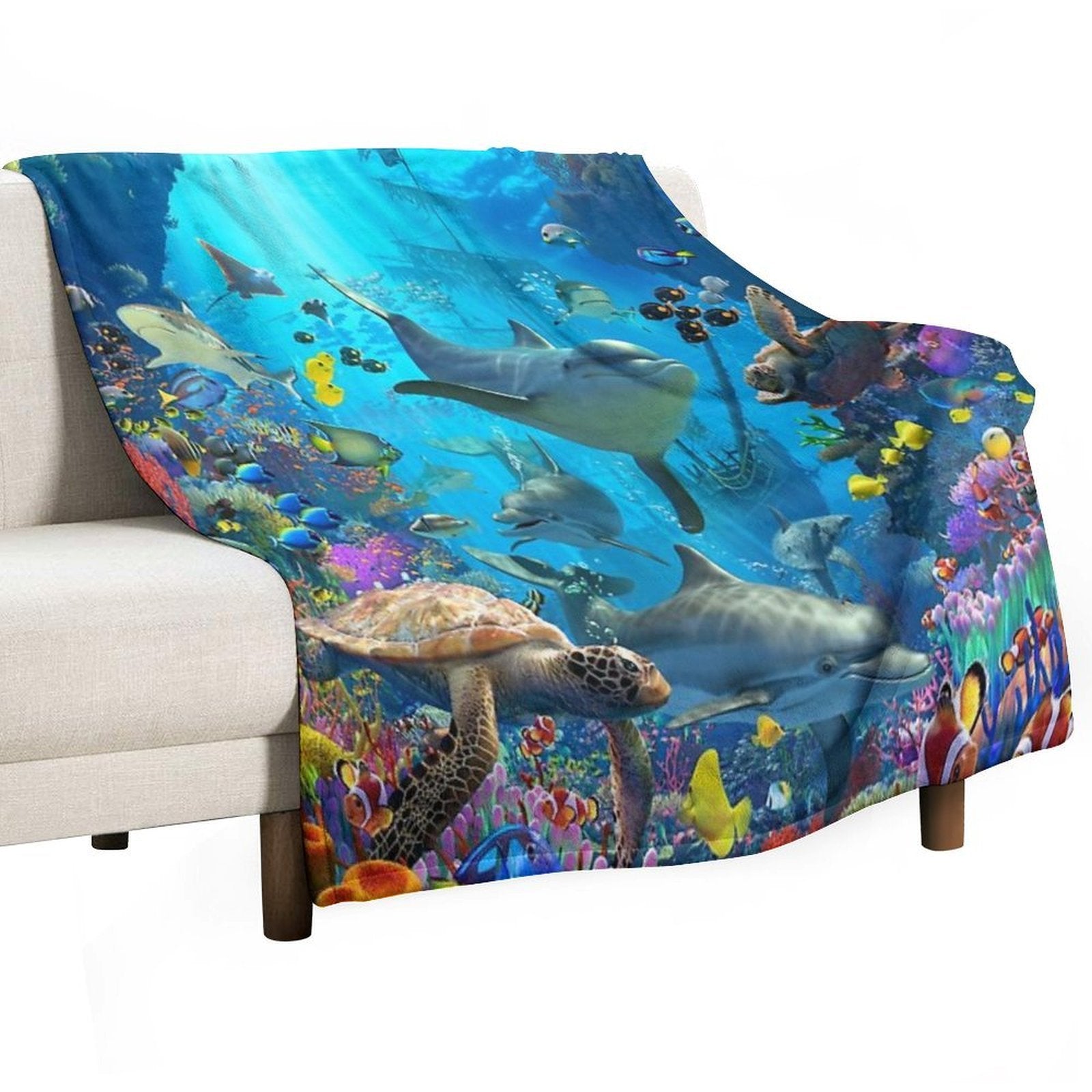Dolphin Playground Travel-friendly Throw Blanket