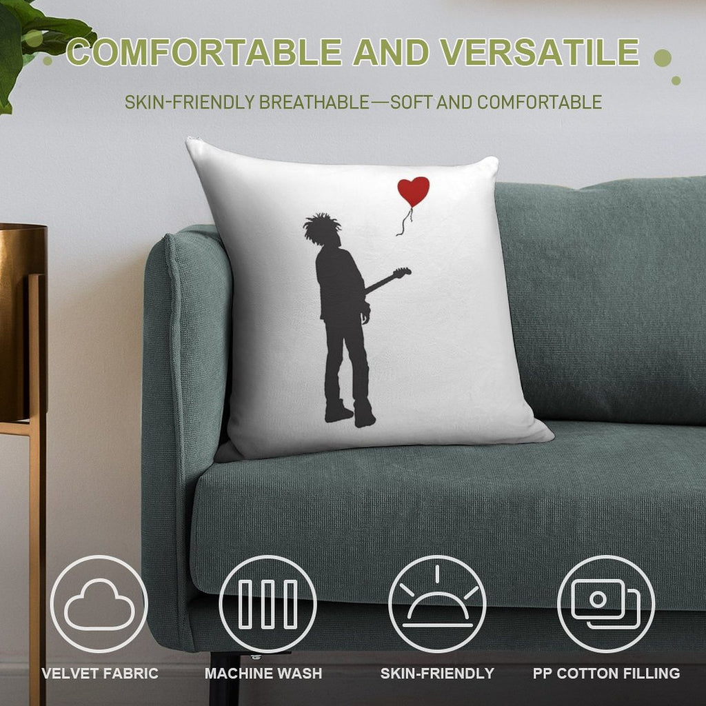 ROBERT THE CURE SMITH X BANKSY Soft Durable Construction Throw Pillow