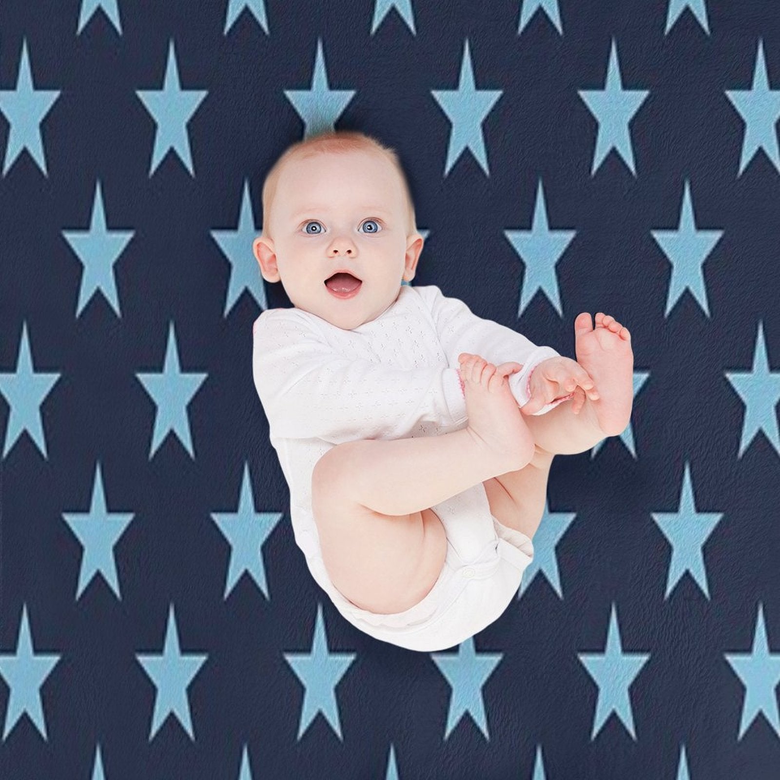 Small BABY BLUE And NAVY BLUE STARS Durable Throw Blanket