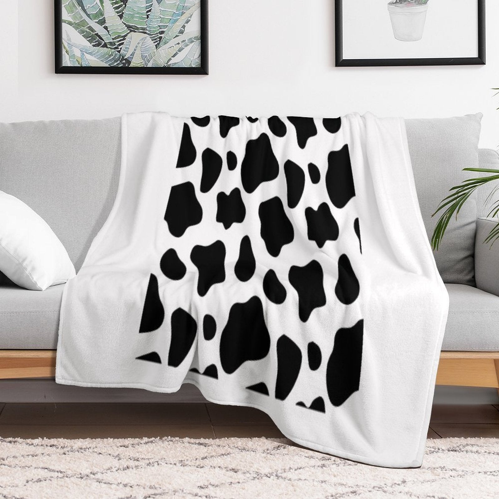 Cow Spots Pattern Cows Animal Print Machine-washable Throw Blanket