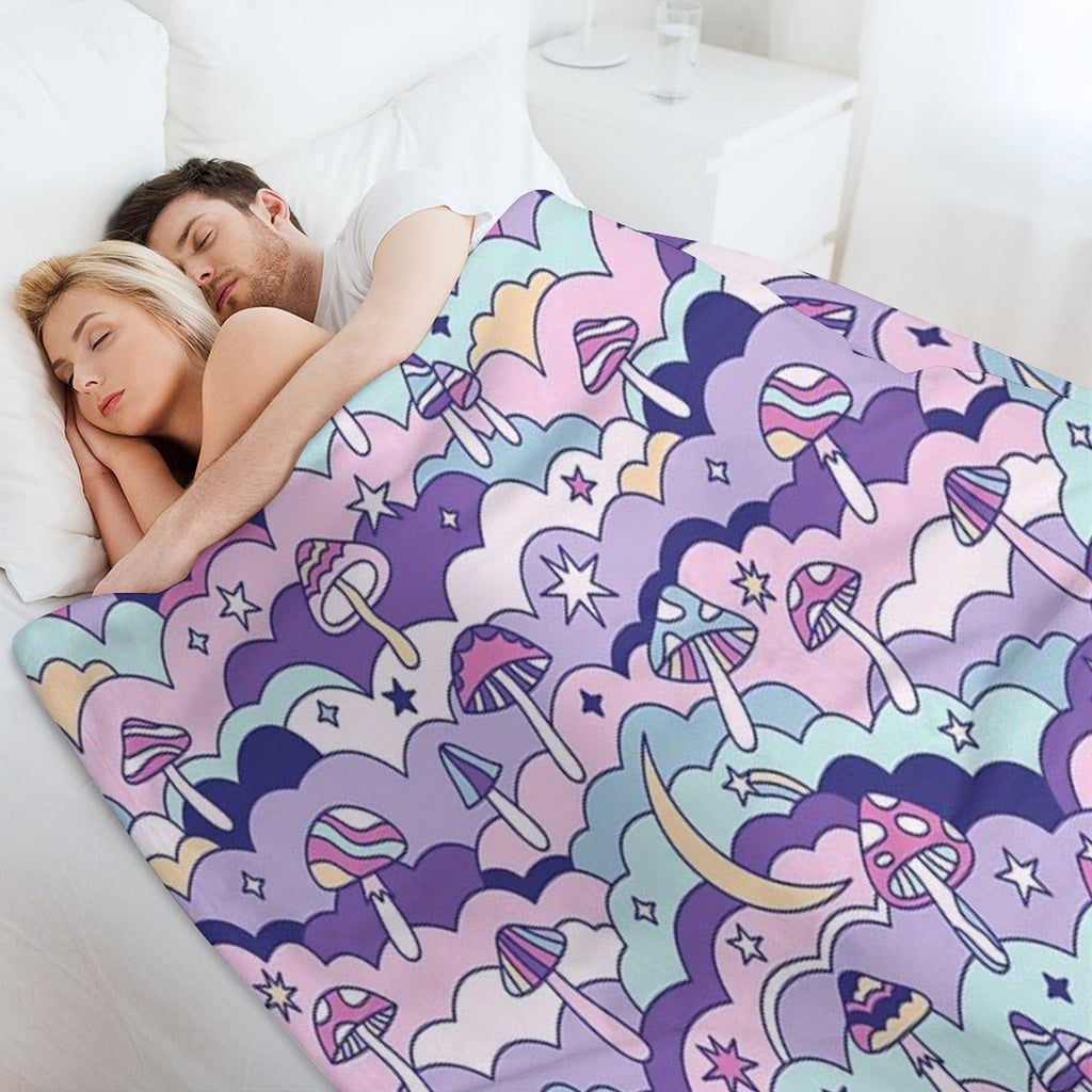 Cosmic Mushrooms Machine-washable Throw Blanket