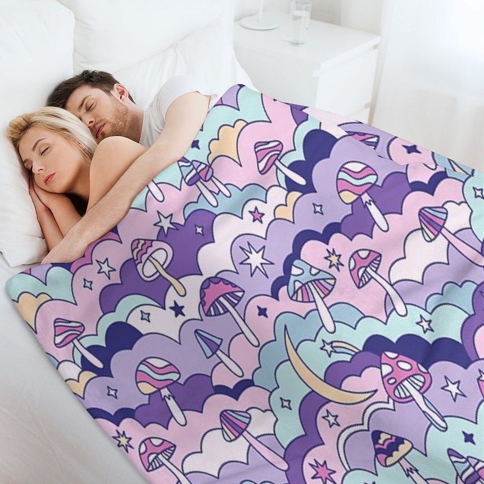 Cosmic Mushrooms Machine-washable Throw Blanket