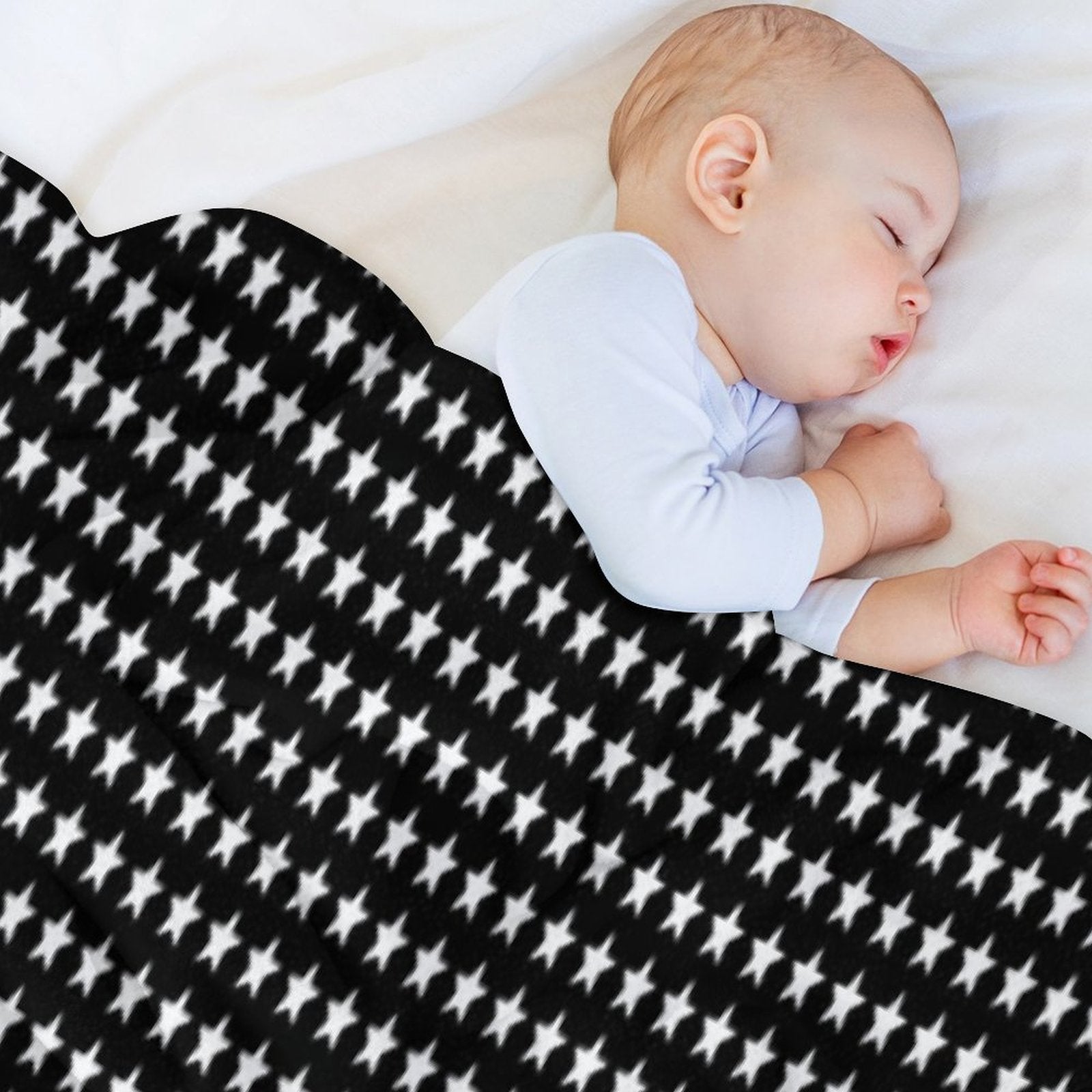 Cute Small Star White On Black Background Anti-pilling Throw Blanket
