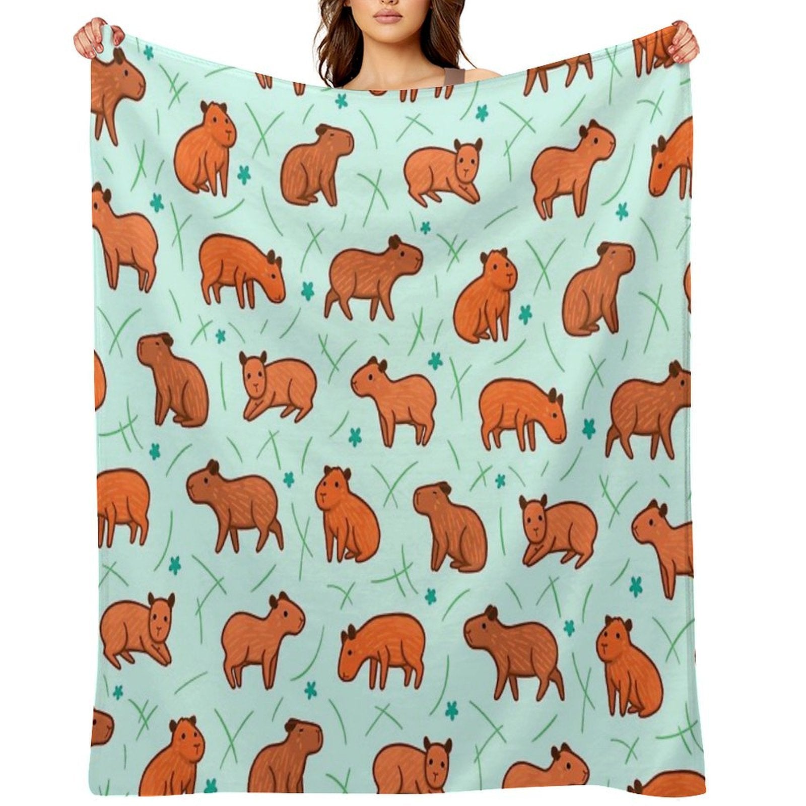 Capybara Pattern Anti-pilling Throw Blanket