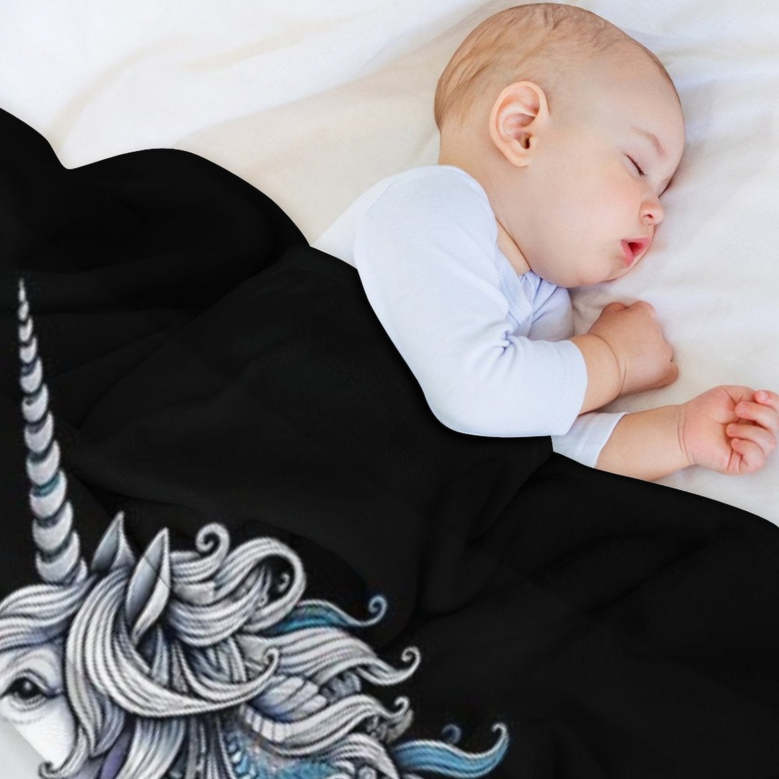 Unicorn Mandala Enchanted Purity Eco-conscious Throw Blanket