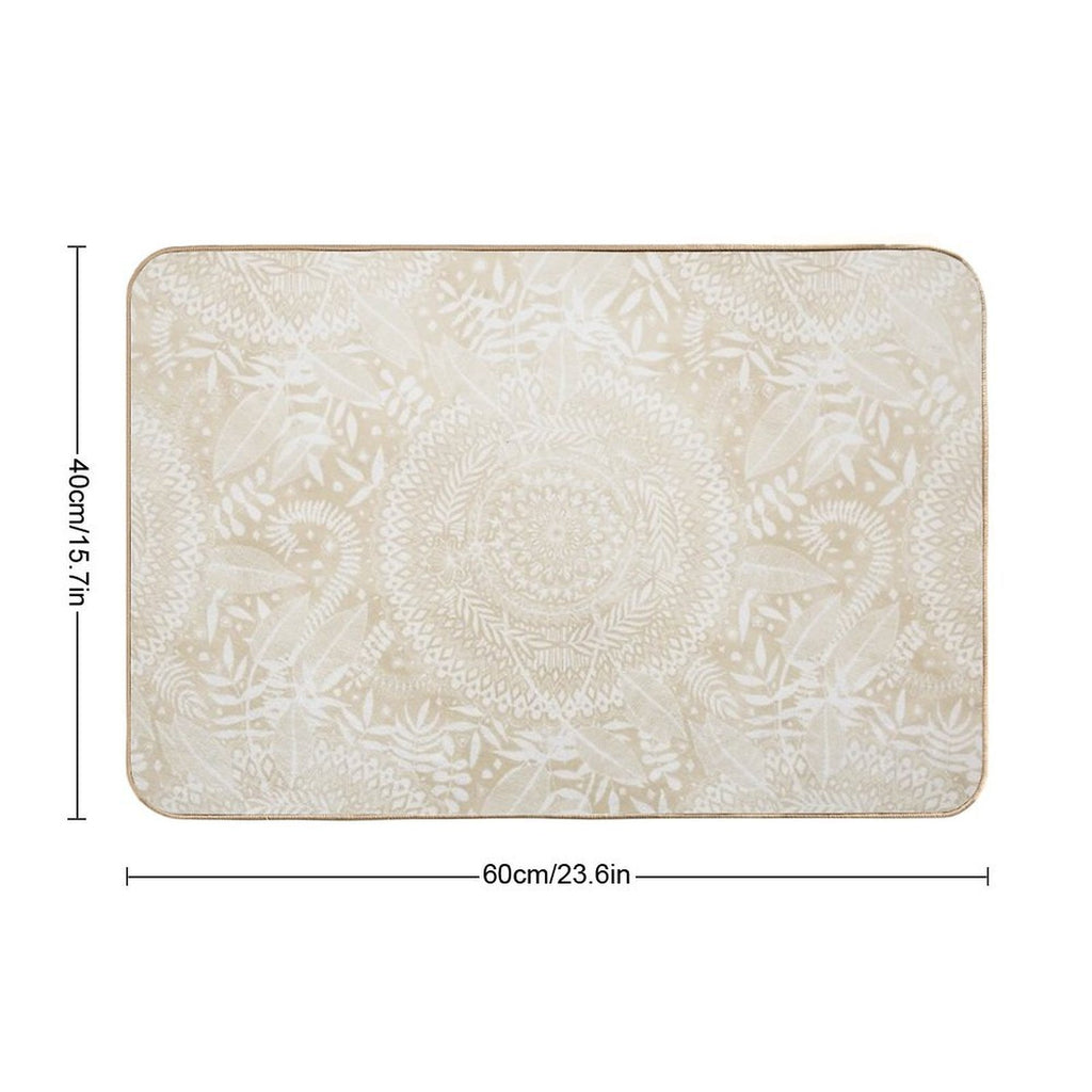 Medallion Pattern in Pale Tan  Stain-Proof Bath Mat