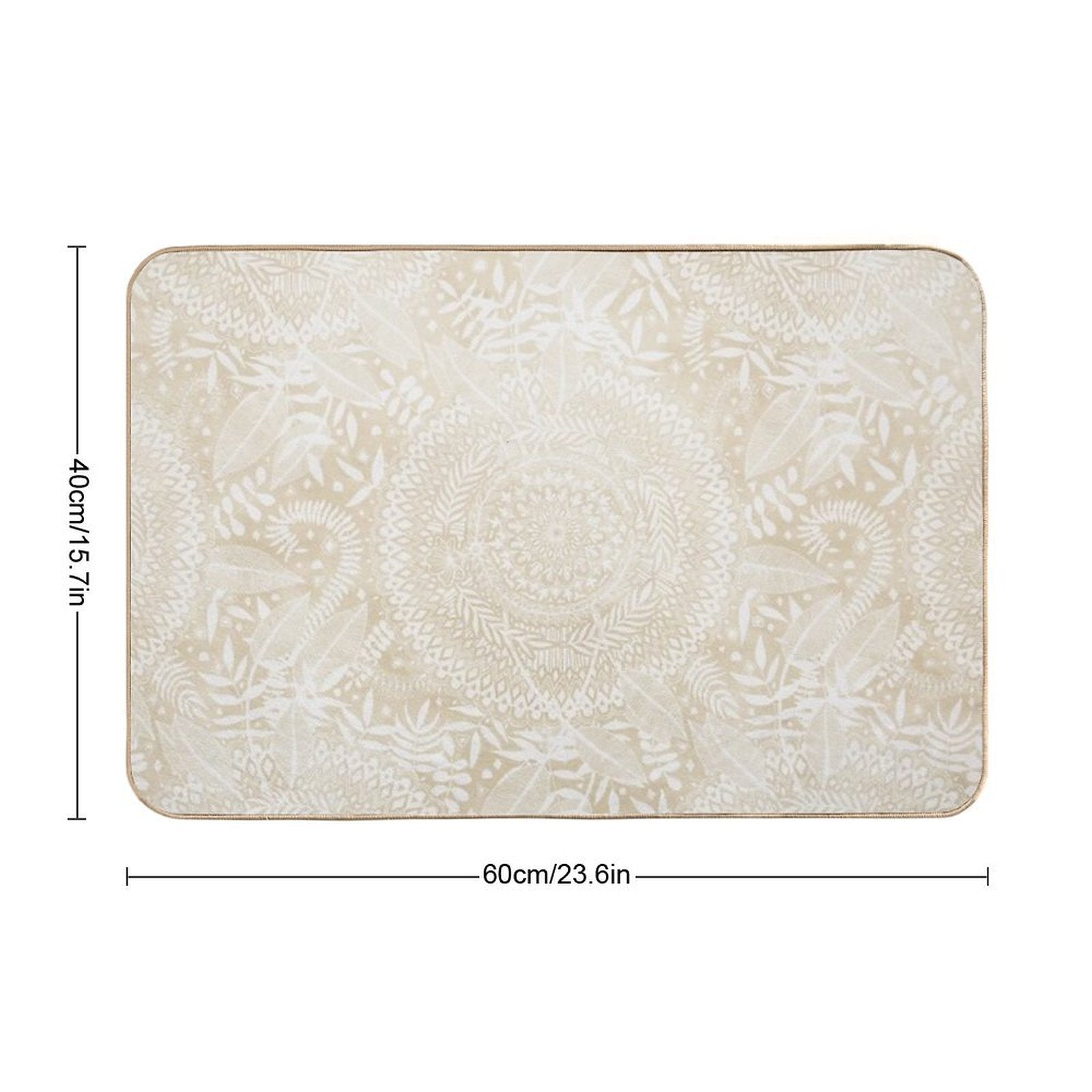 Medallion Pattern in Pale Tan  Stain-Proof Bath Mat