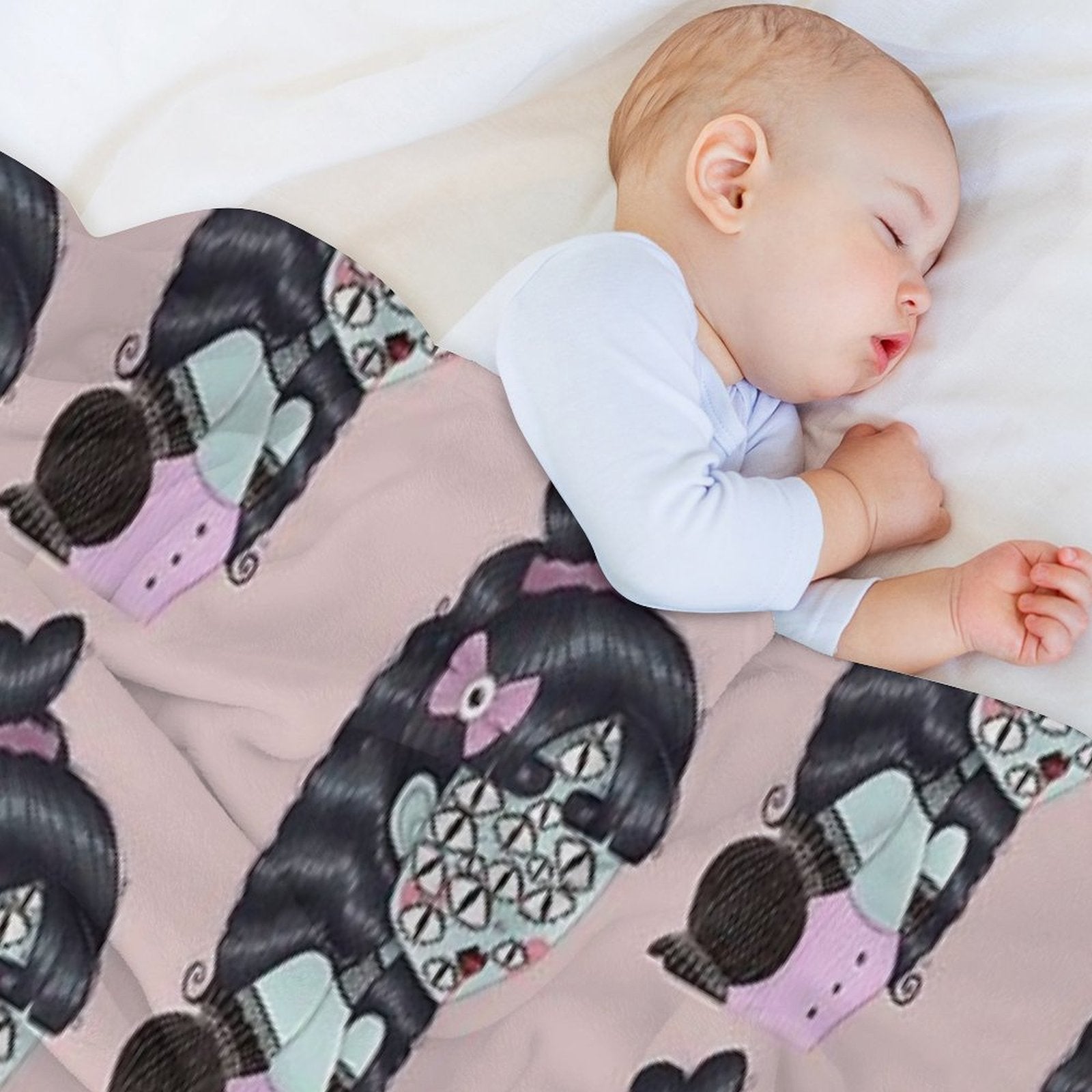 Pastel Goth Creature Illustration Easy Care Throw Blanket
