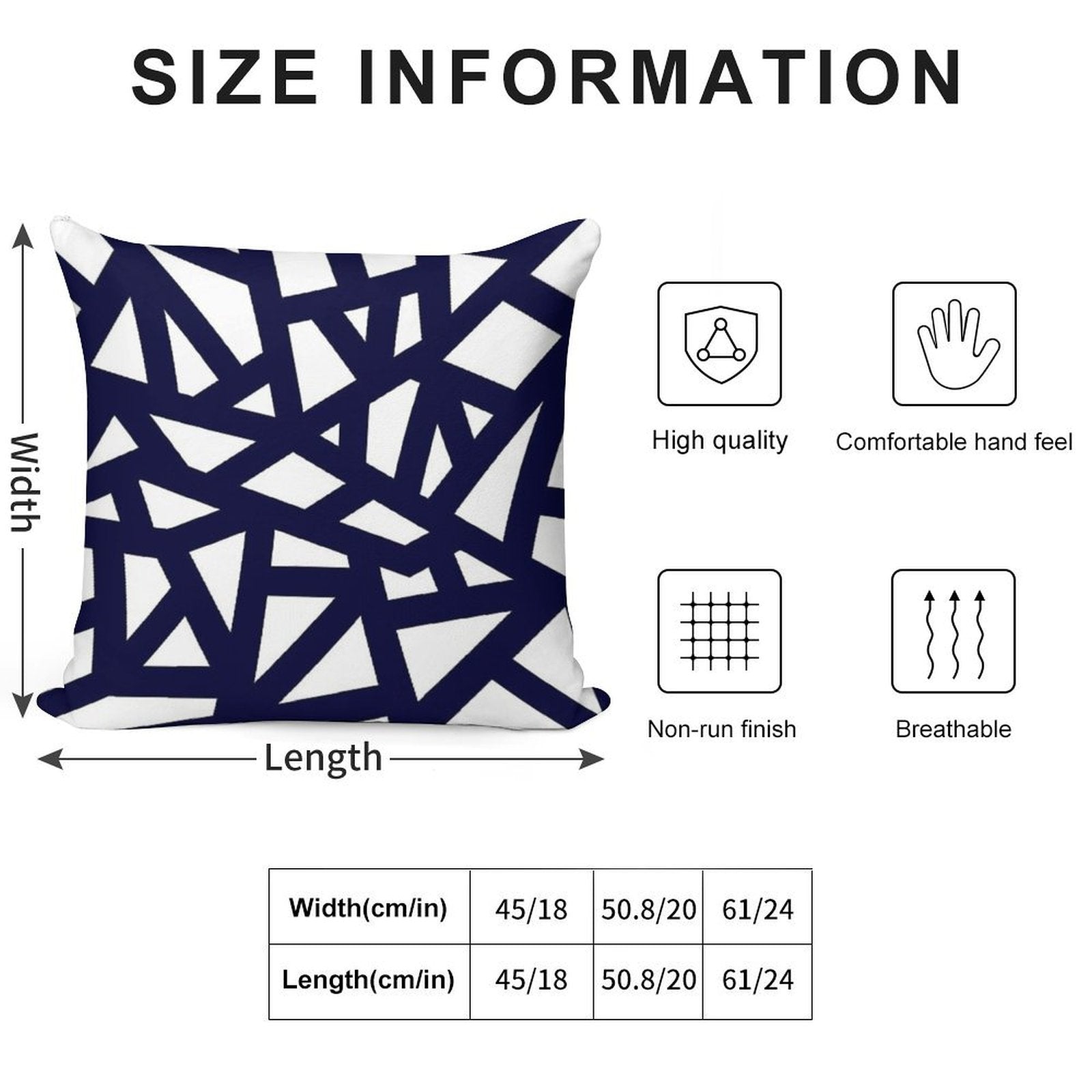 Navy Blue Thick Mosaic Lines On White Soft Luxury Feel Throw Pillow