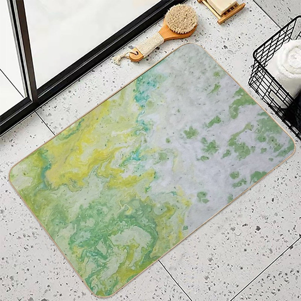 Lime Green Yellow Acrylic Abstract  Rapid-Drying Bath Mat