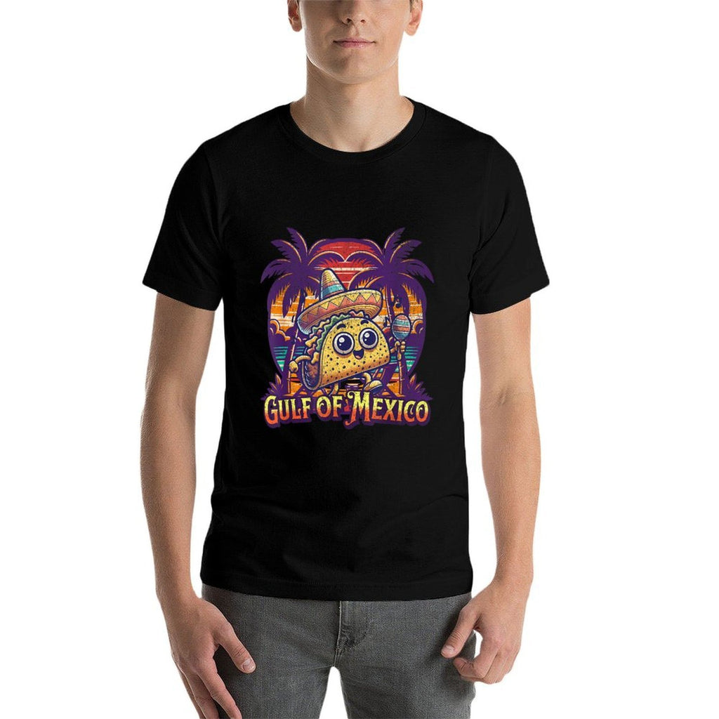 Gulf of Mexico with A Cute Mexican Cool Taco Illustration  Heathered Texture T-Shirt