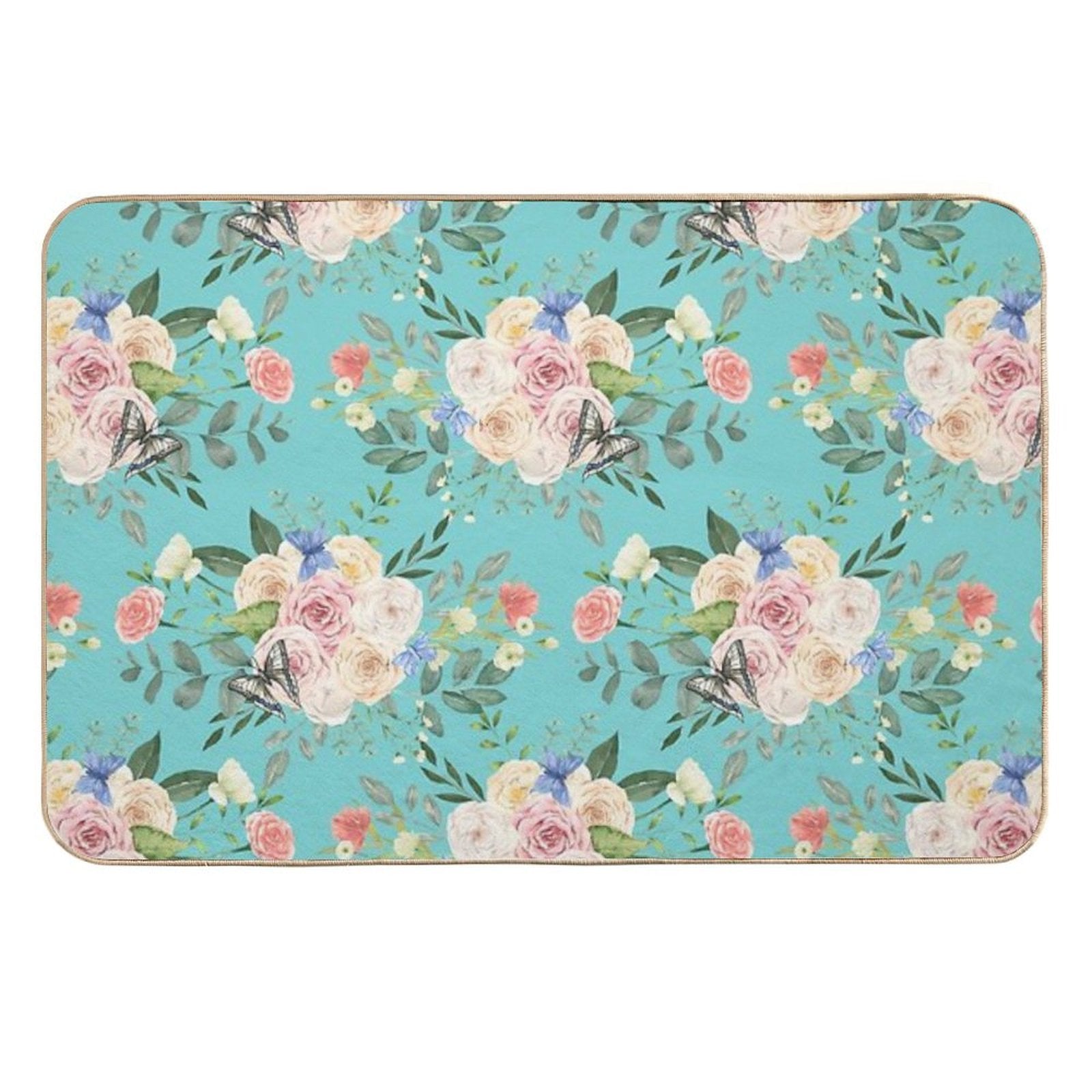 Butterflies,flowers,roses,spring,summer  Non-Slip Bath Mat