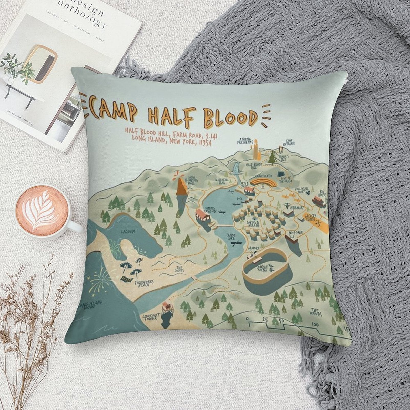 Map of Camp Half Blood Soft High-Density Material Throw Pillow