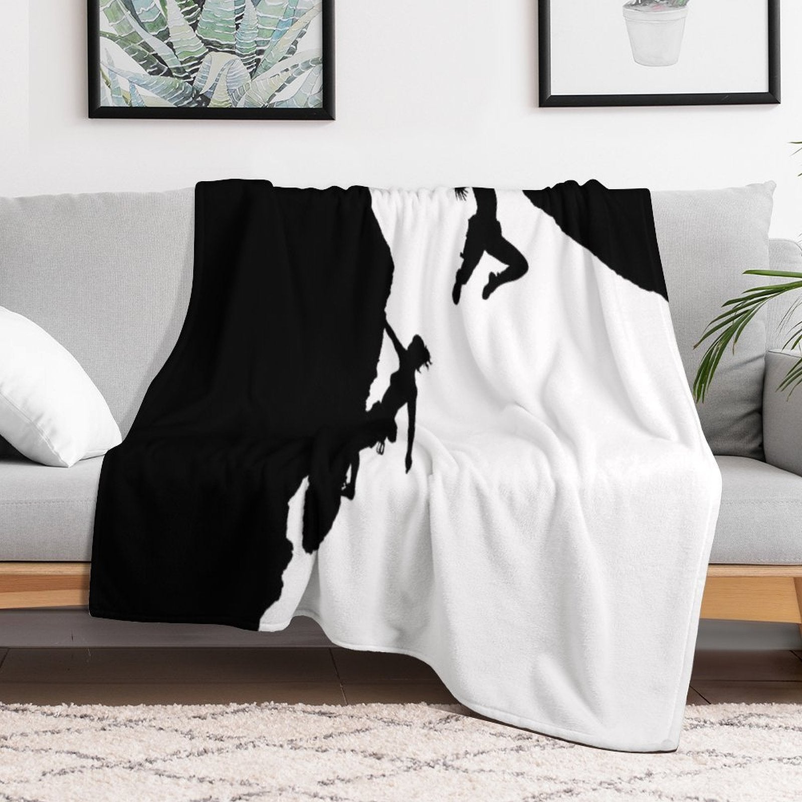 Women Rock Climbing Premium Throw Blanket