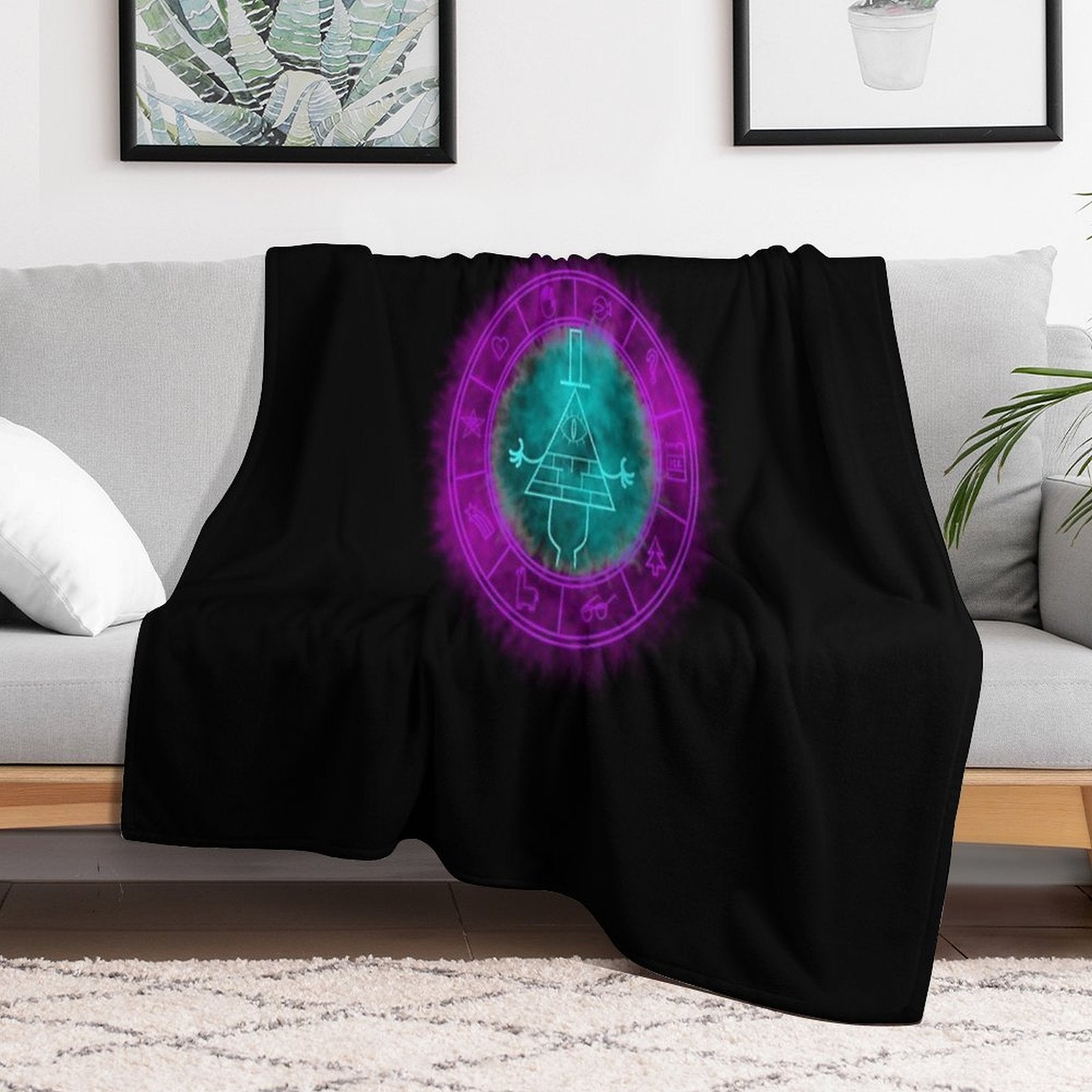Bill Cipher Symbol Bluegreenpurple Wrinkle-free Throw Blanket