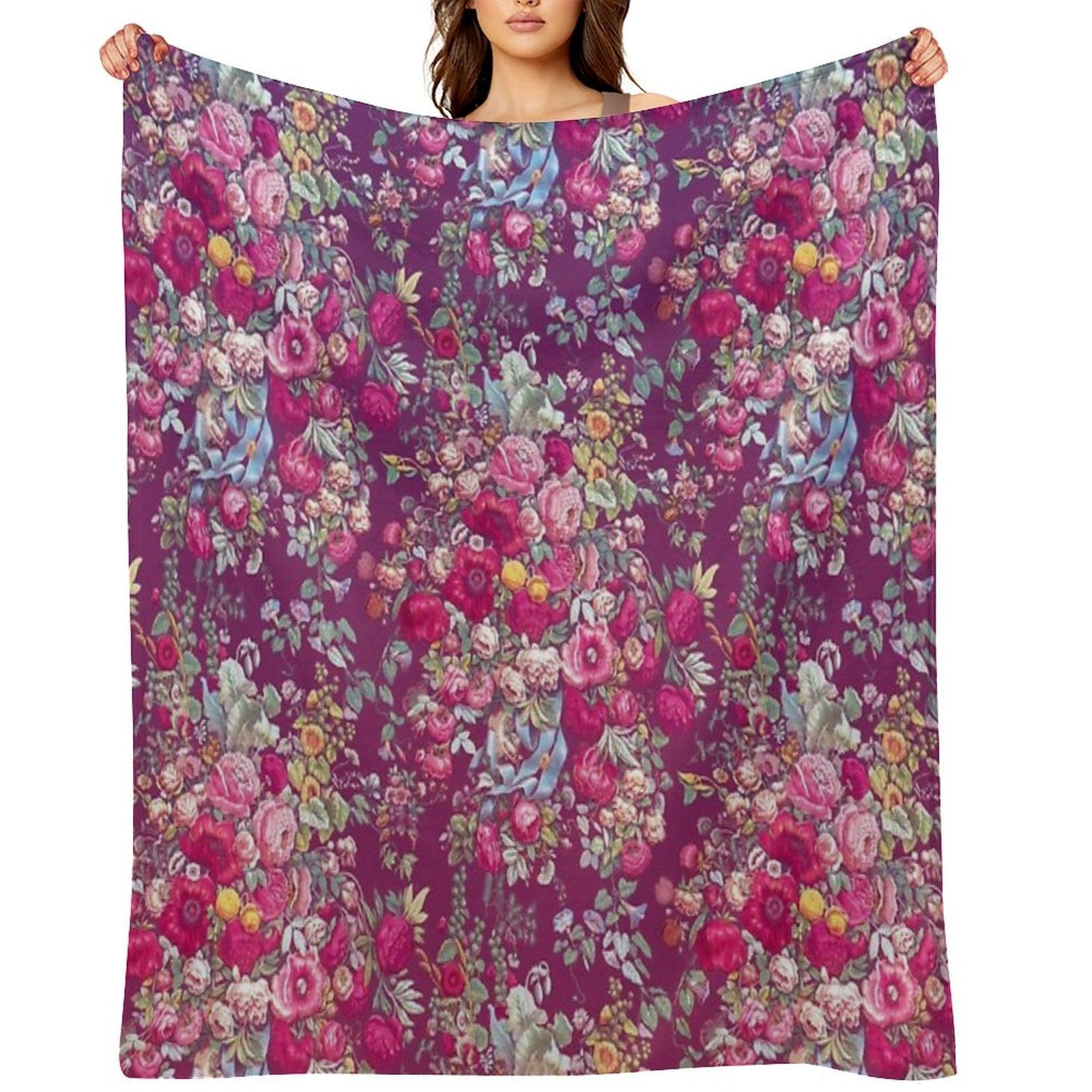 Bouquety Velvety-soft Throw Blanket