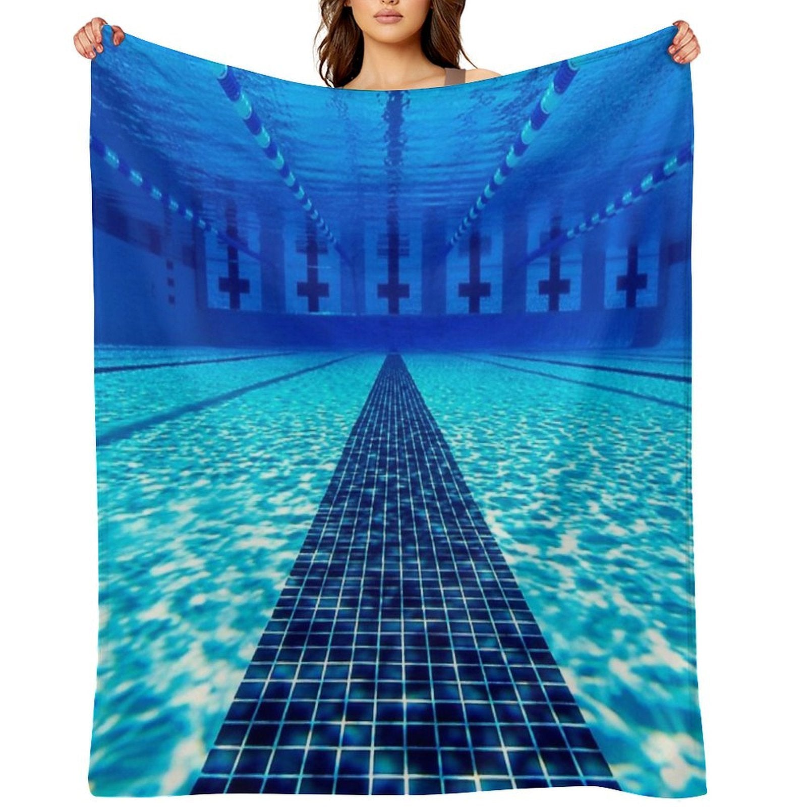 Beautiful Underwater Pool View - Swimming Pool Photography Premium Throw Blanket