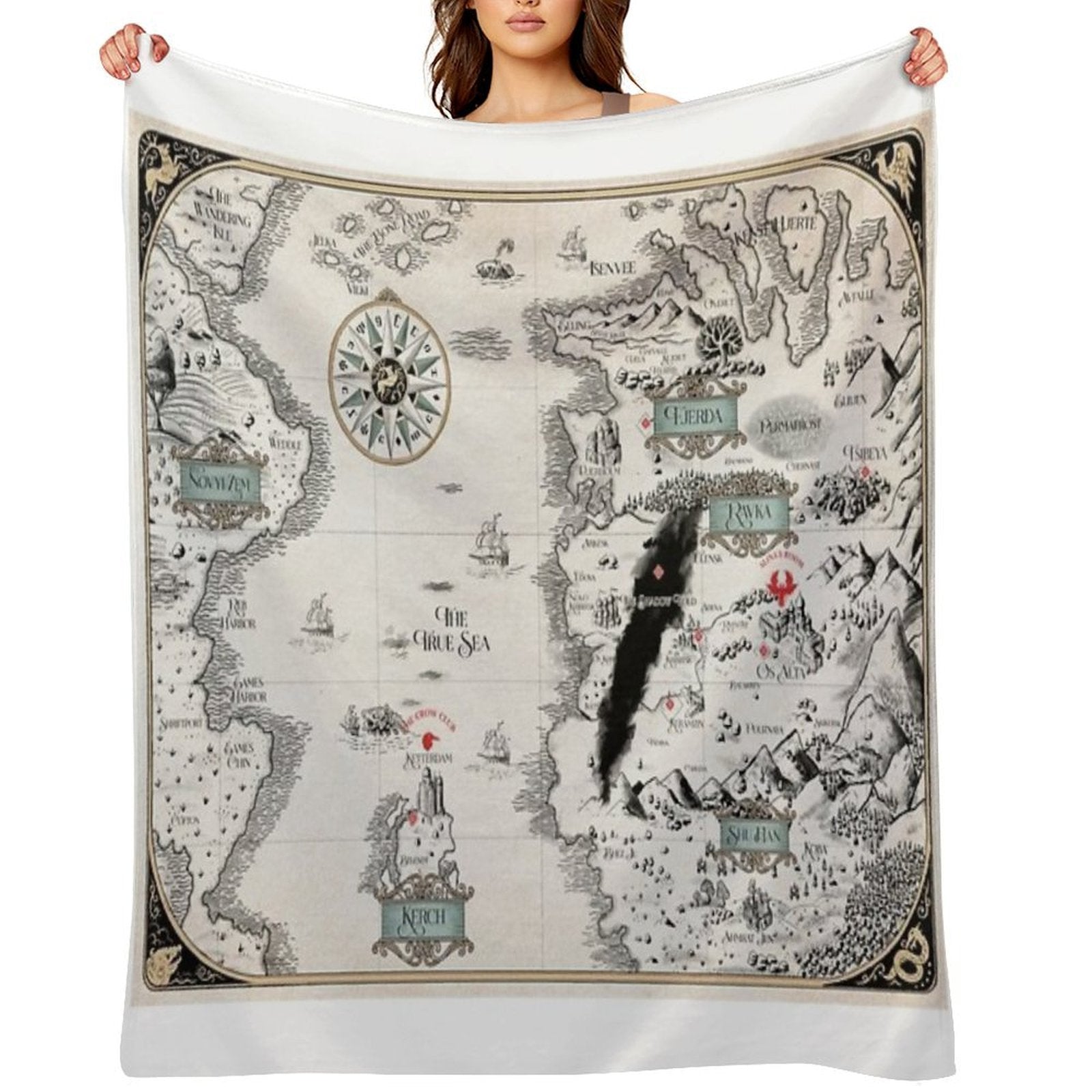 Colored- Blue GrishaVerse Map Plush Throw Blanket