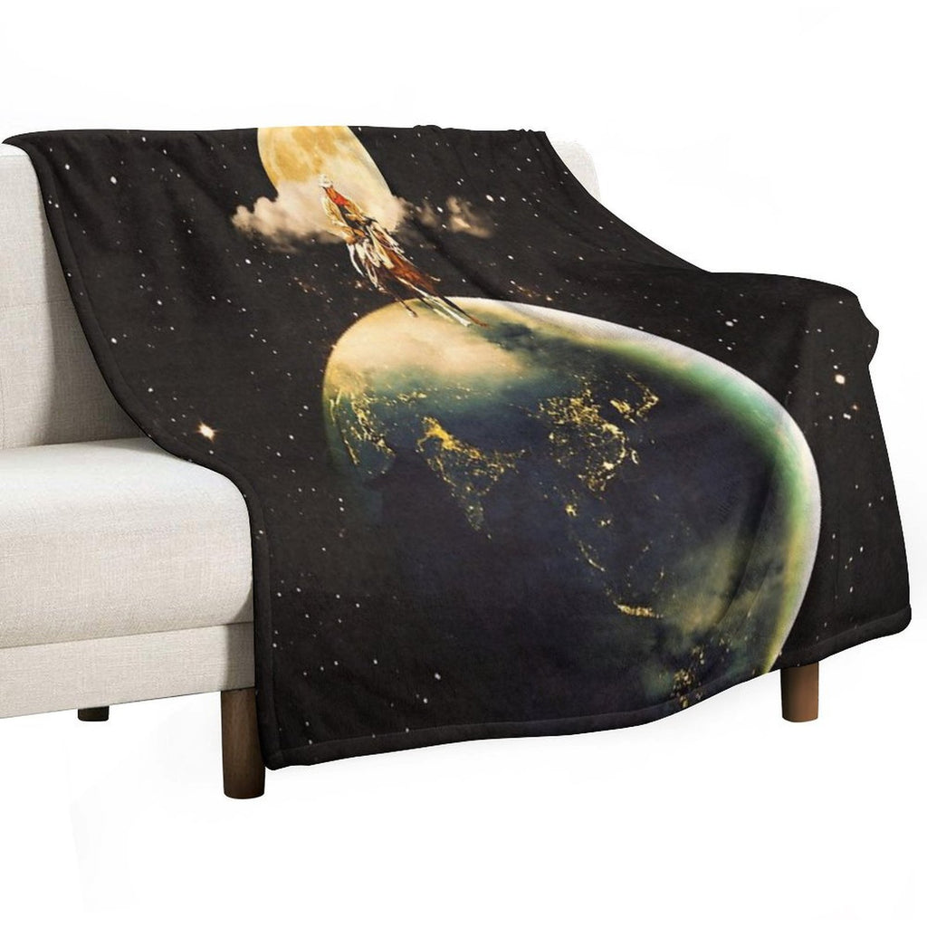Cowboy In Space Plush Throw Blanket