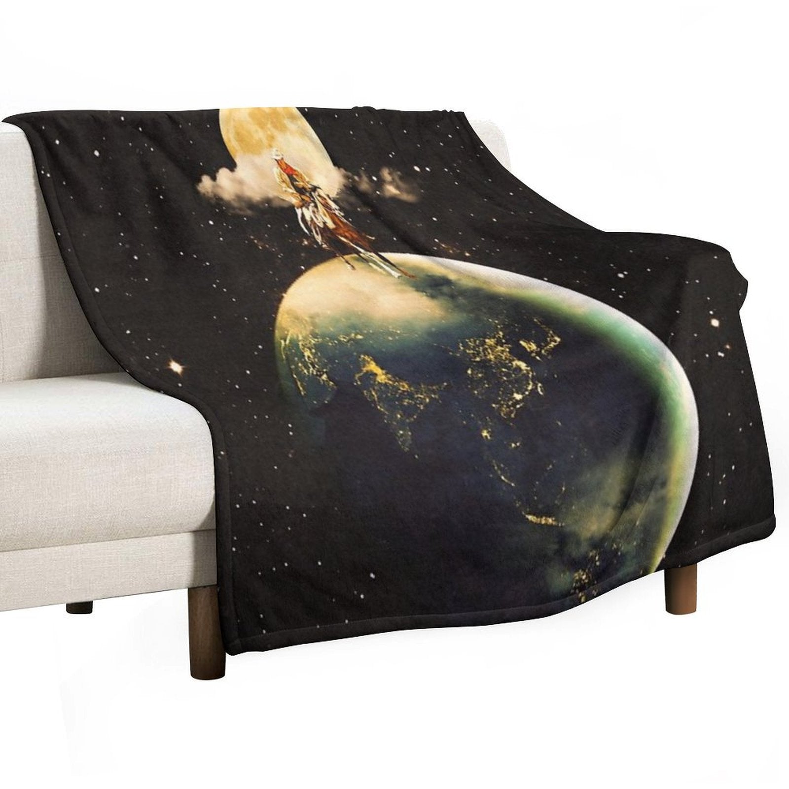 Cowboy In Space Plush Throw Blanket